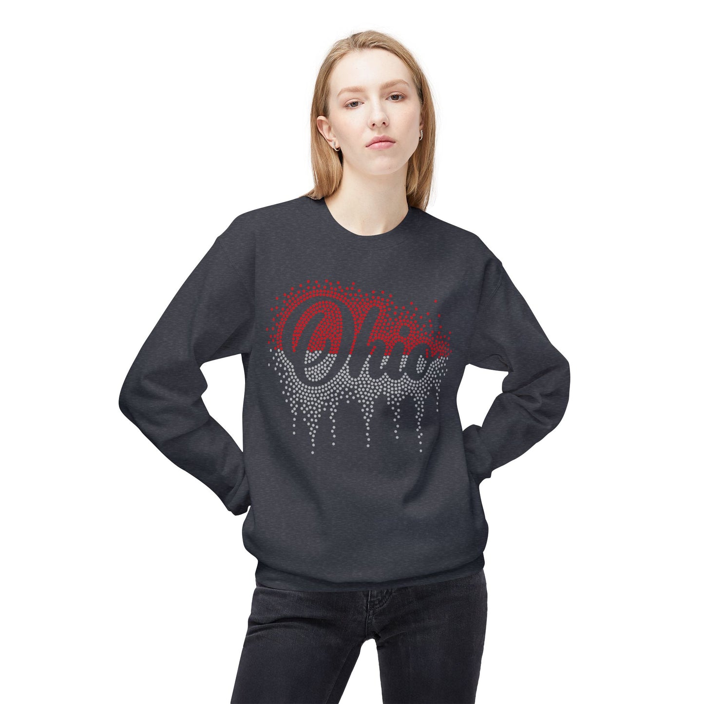 Ohio Rhinestone Cursive Crewneck Sweatshirt