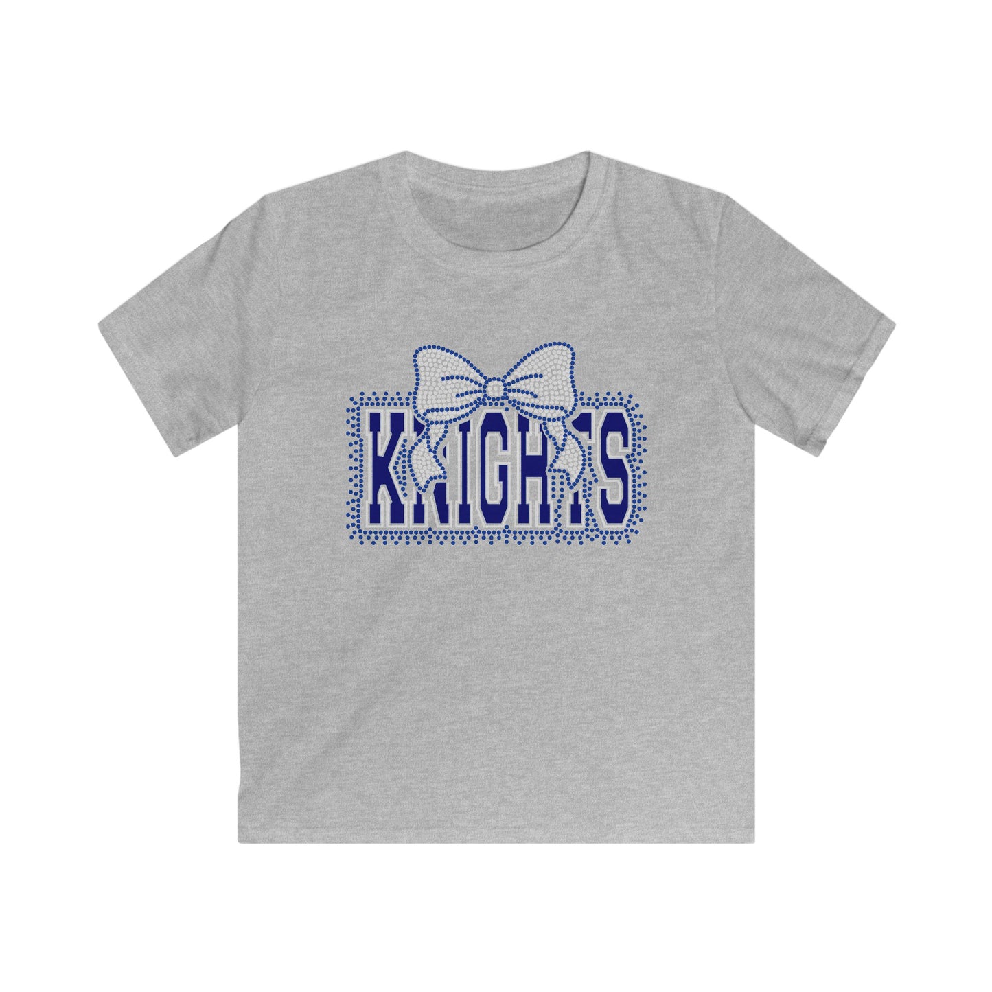 Kids Tee — 'Knights' Sparkle Bow Youth Shirt (School Spirit, Cheer & Team Apparel)