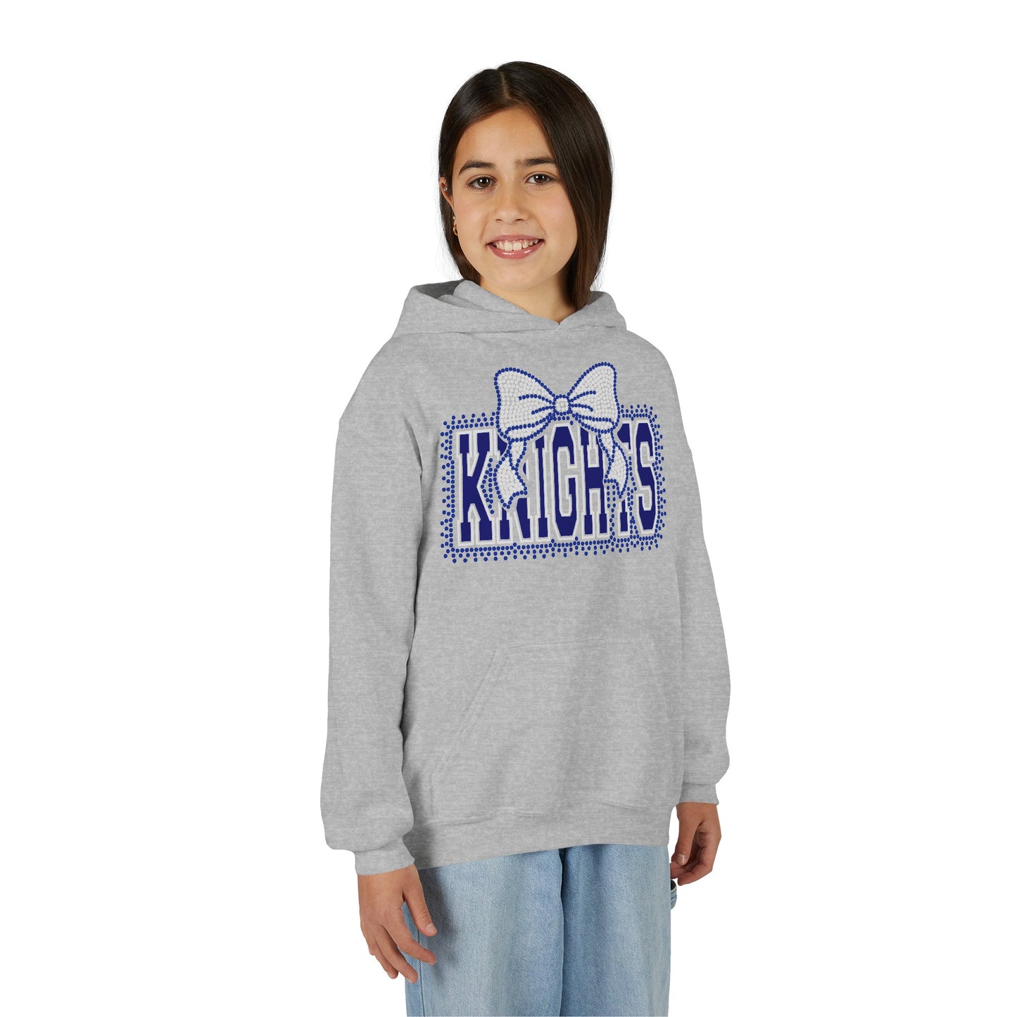 Knights Bow Youth Hoodie — Rhinestones/Glitter Vinyl
