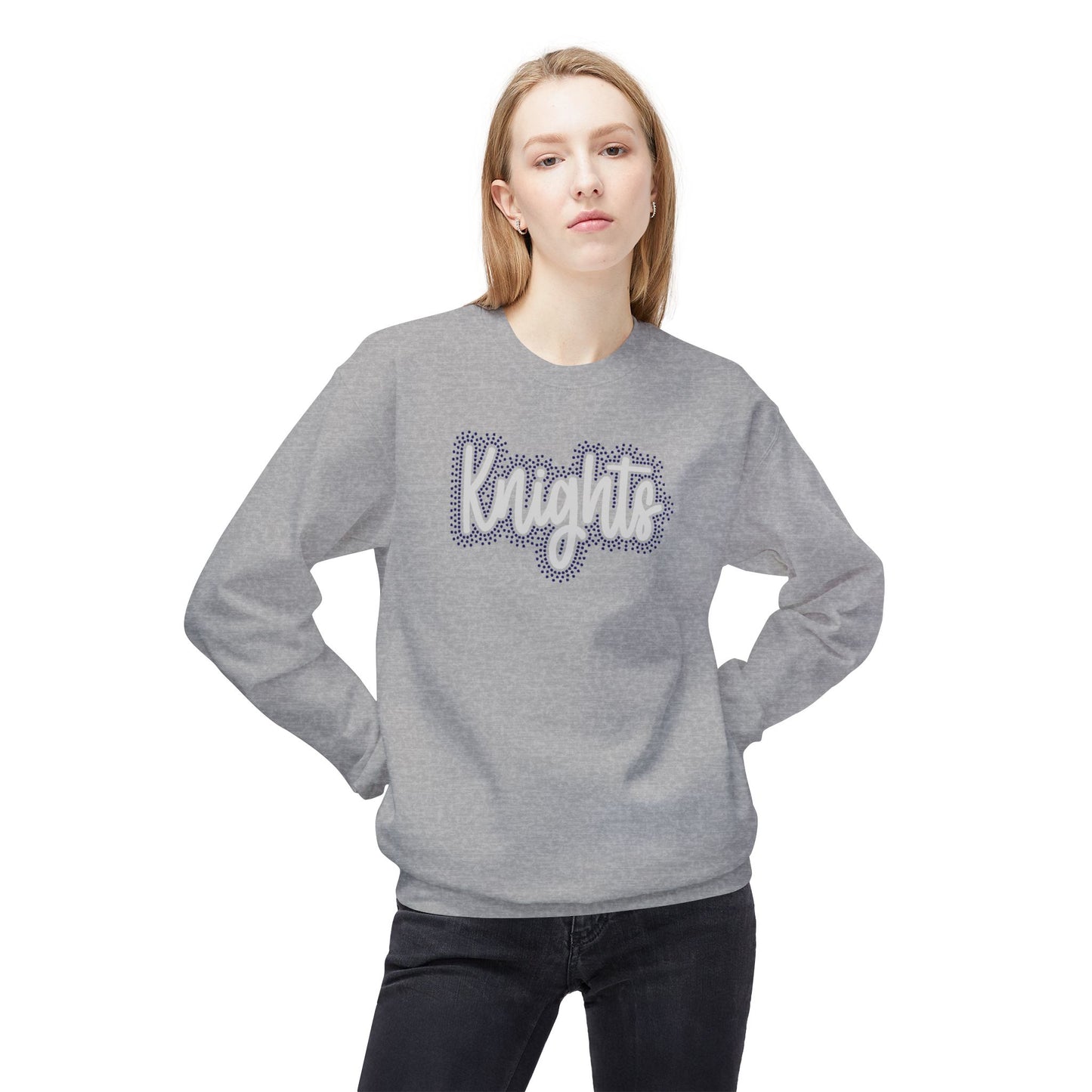 Knights Bow Design Crewneck Sweatshirt - Rhinestones/Glitter Vinyl