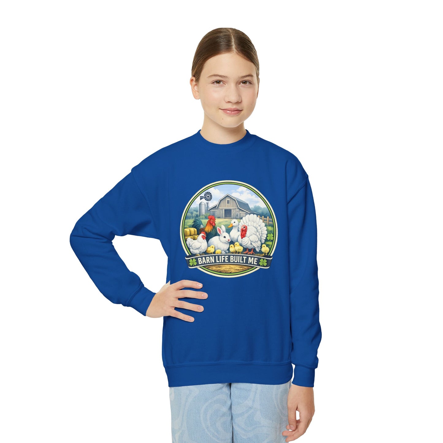 BARN LIFE BUILT ME - Small Animals - Youth Crewneck Sweatshirt