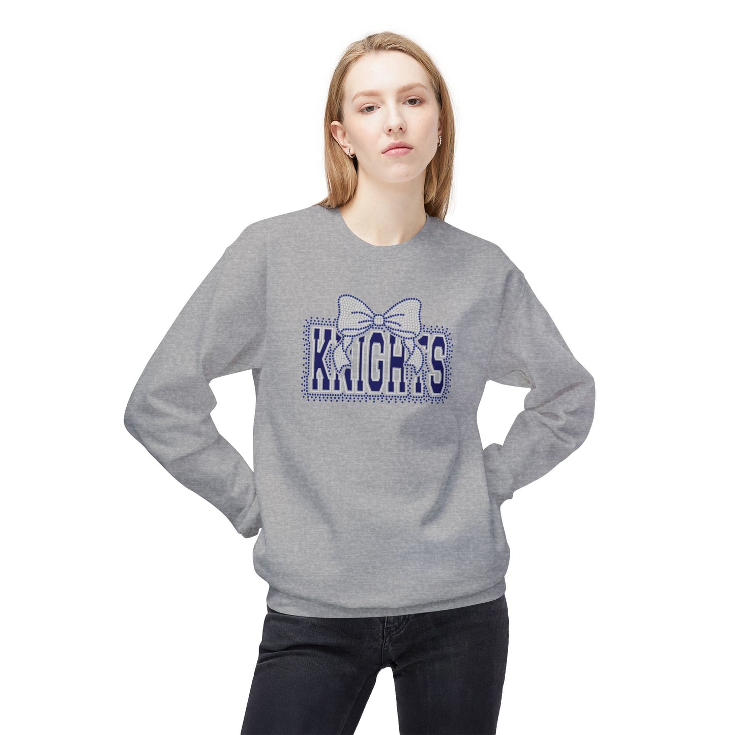 Knights Cursive Crewneck Sweatshirt - Rhinestones/Glitter Vinyl