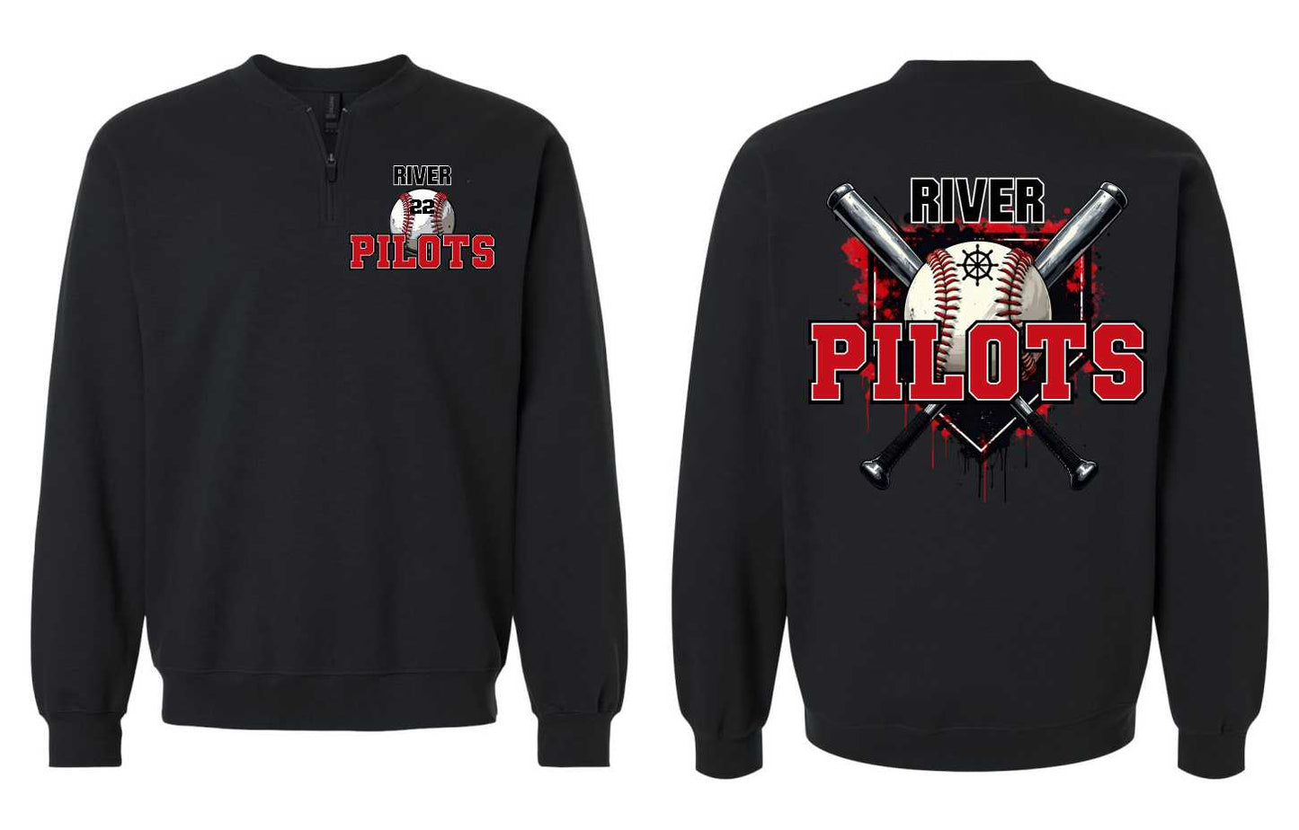 River Baseball 1/4 Zip Pullover