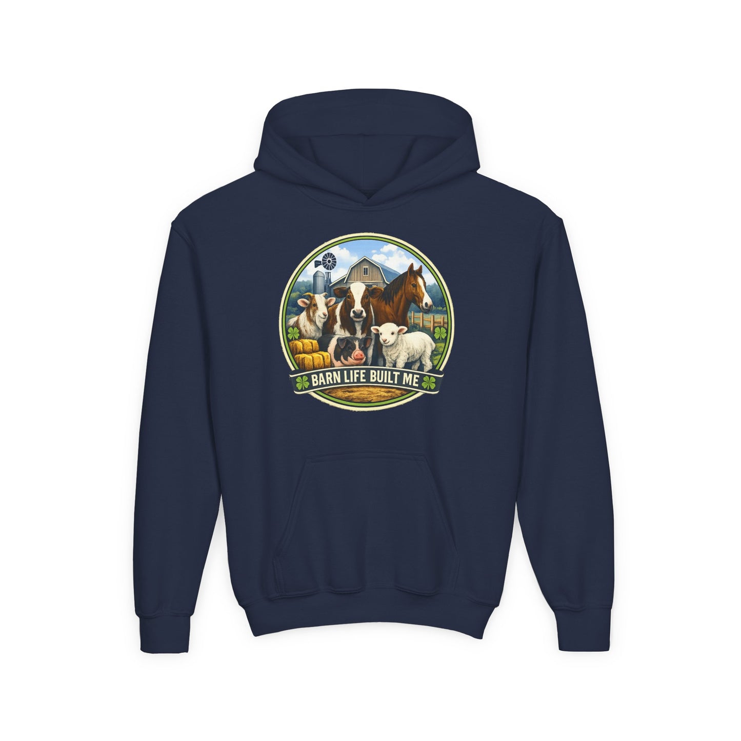 BARN LIFE BUILT ME - Large Animals - Youth Hoodie
