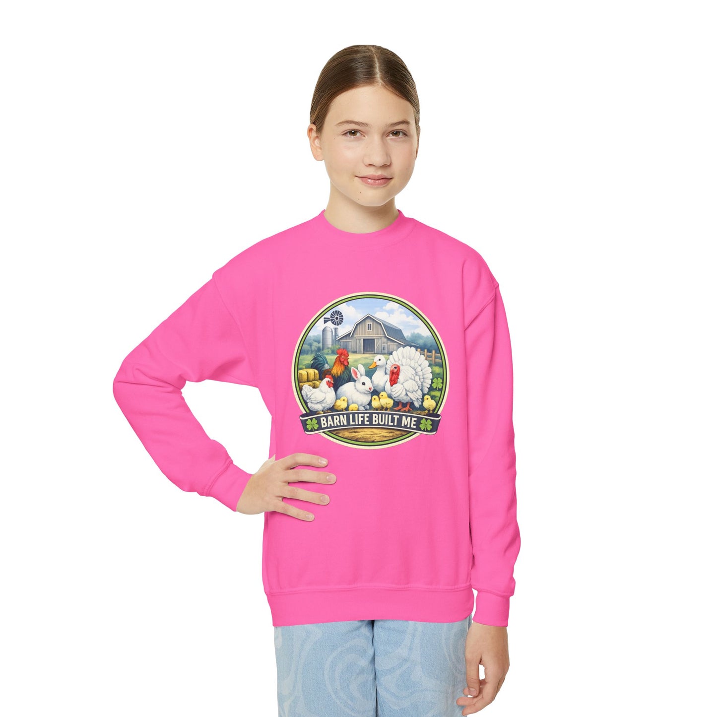 BARN LIFE BUILT ME - Small Animals - Youth Crewneck Sweatshirt