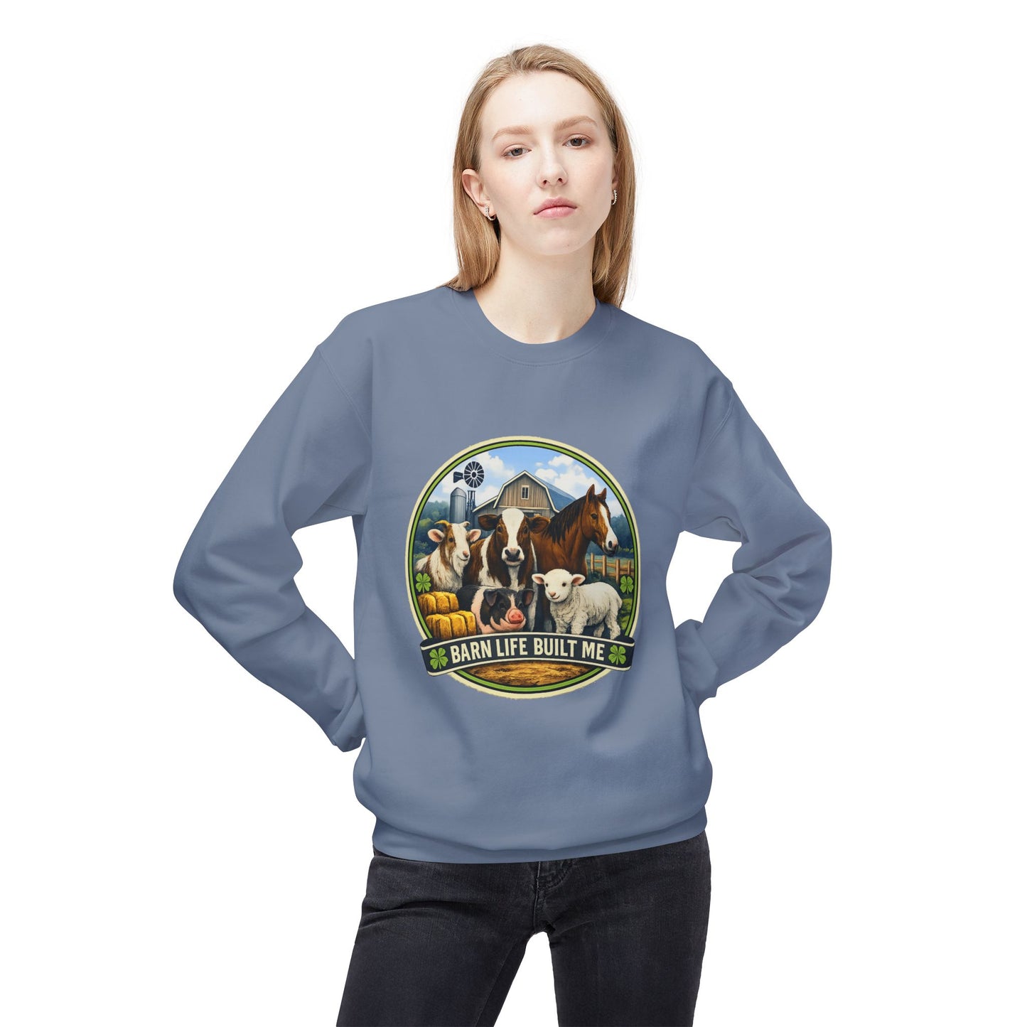 BARN LIFE BUILT ME - Large Animals - Crewneck Sweatshirt