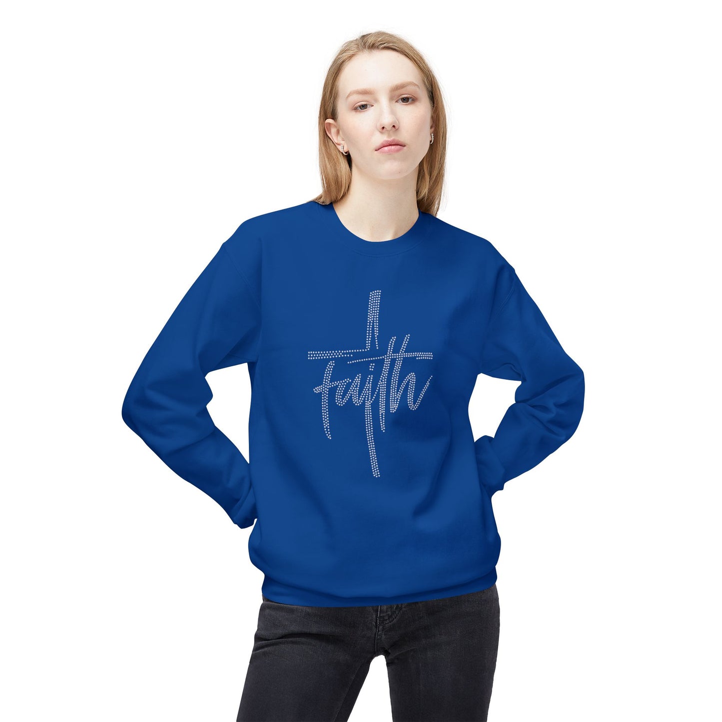 Faith Cross Crewneck Sweatshirt — Rhinestones