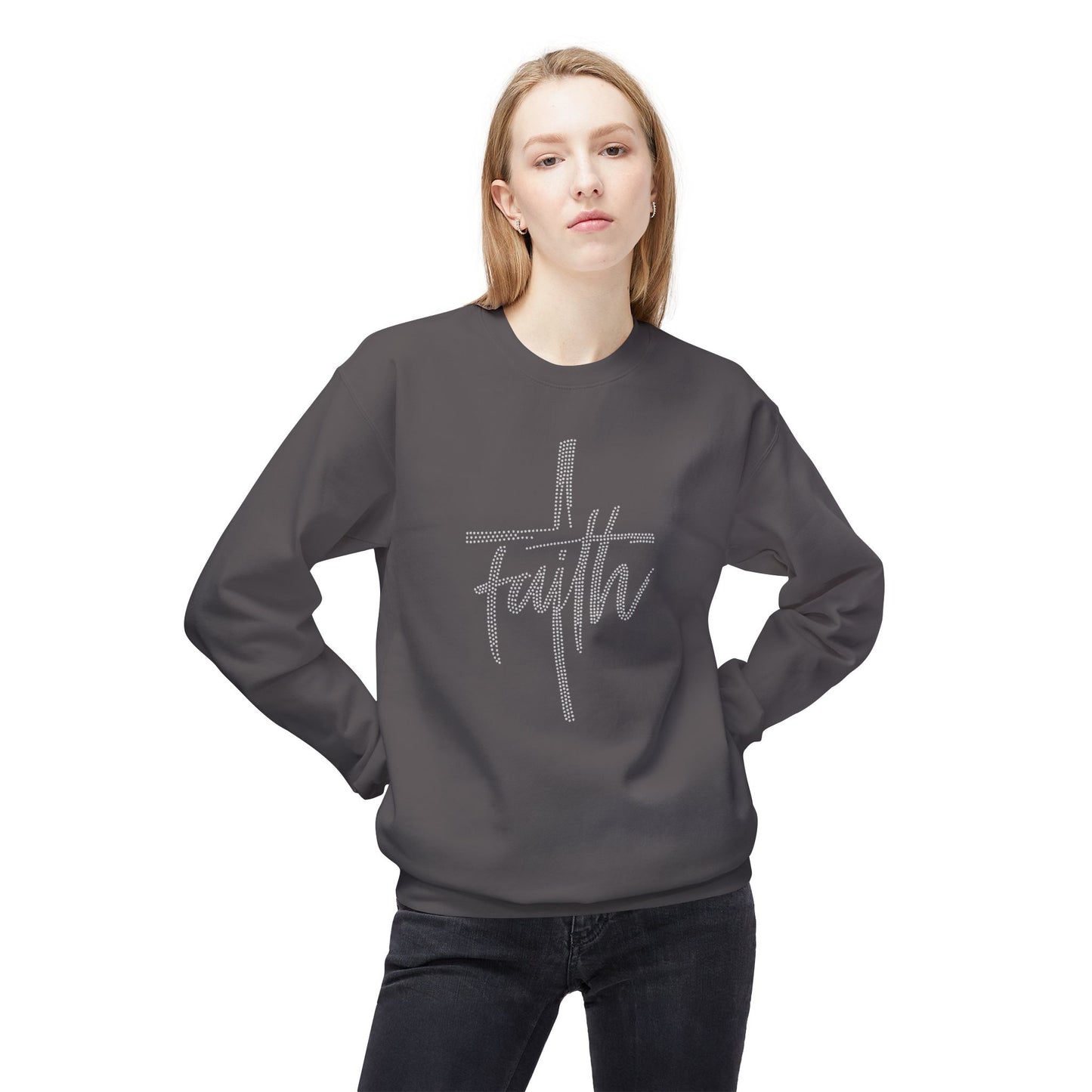 Faith Cross Crewneck Sweatshirt — Rhinestones