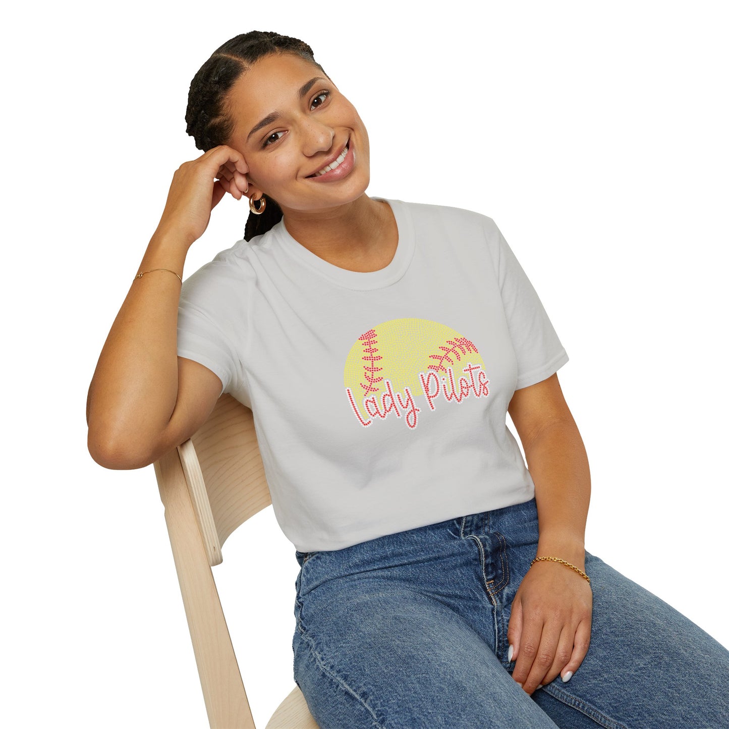 Lady Pilots Softball Unisex T-Shirt — Rhinestones