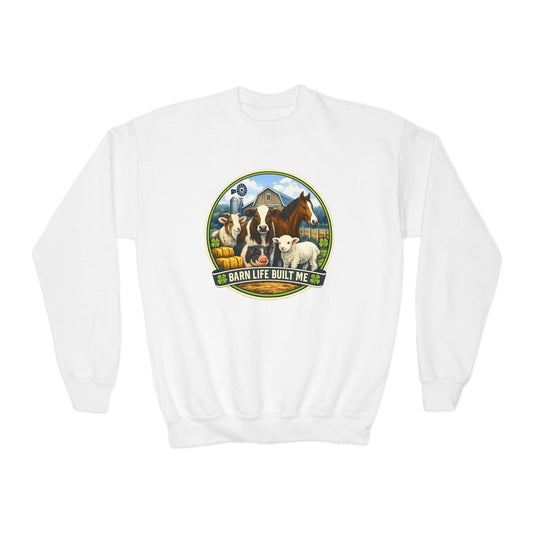 BARN LIFE BUILT ME - Large Animals - Youth Crewneck Sweatshirt