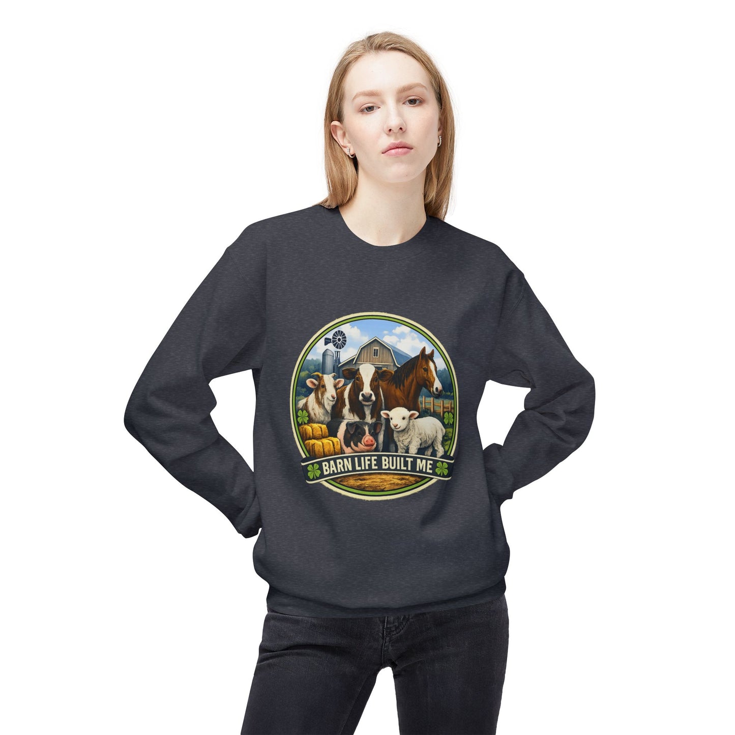 BARN LIFE BUILT ME - Large Animals - Crewneck Sweatshirt
