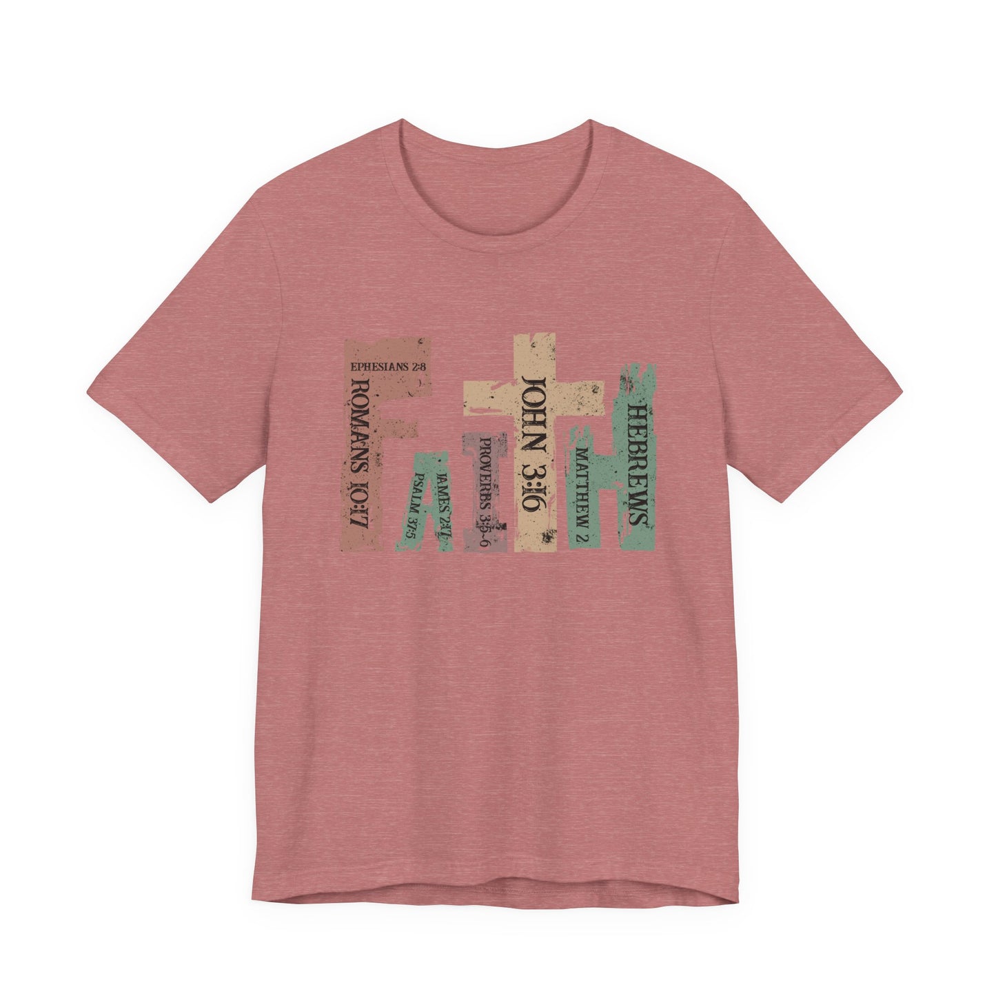Faith Graphic Tee — "John 3:16" Rustic Cross Bible Verse T‑Shirt (Bella & Canvas)