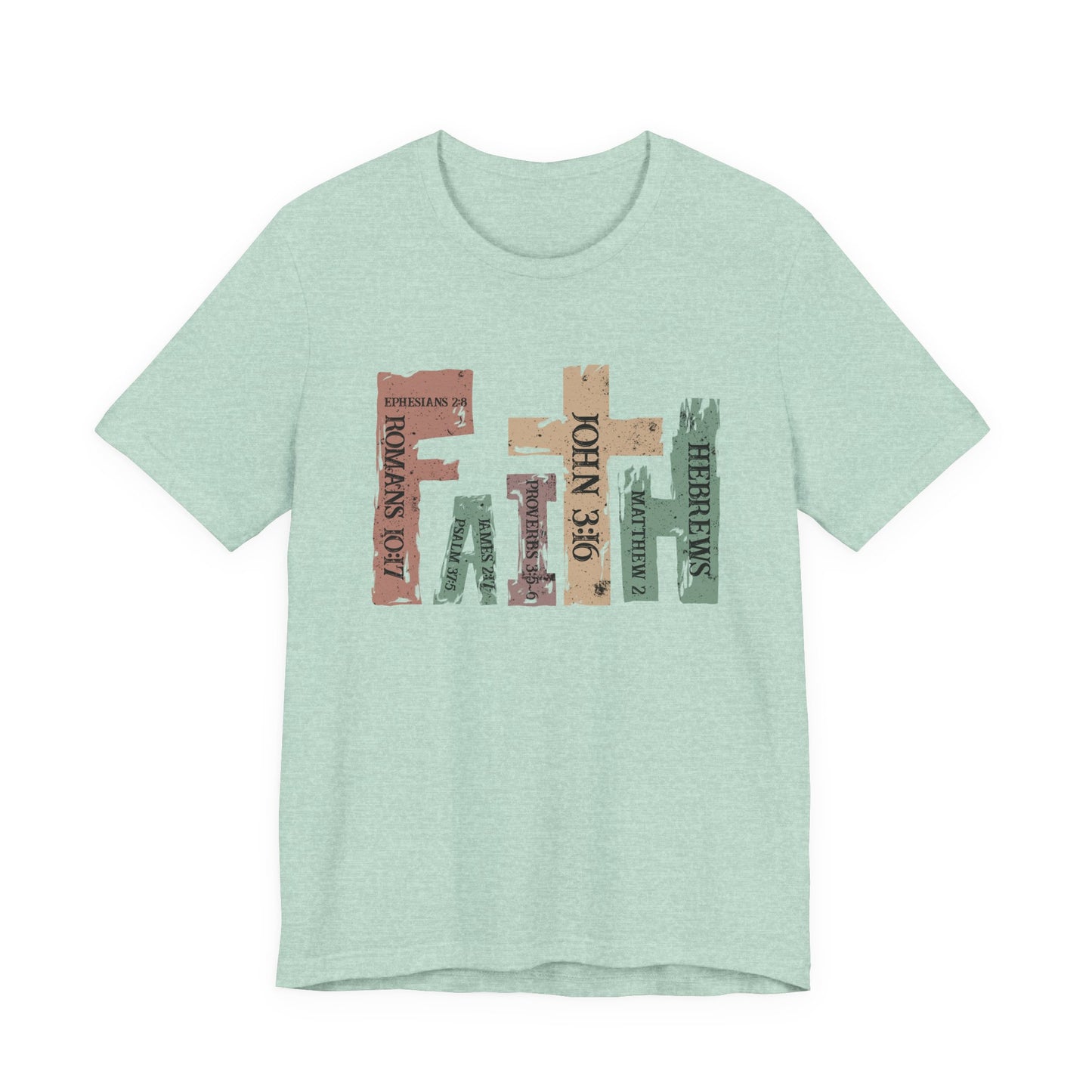 Faith Graphic Tee — "John 3:16" Rustic Cross Bible Verse T‑Shirt (Bella & Canvas)