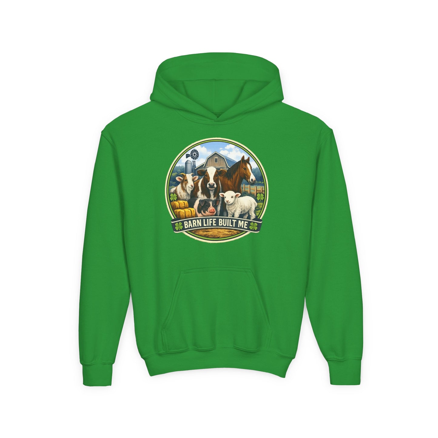 BARN LIFE BUILT ME - Large Animals - Youth Hoodie