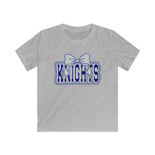 Kids Tee — 'Knights' Sparkle Bow Youth Shirt (School Spirit, Cheer & Team Apparel)
