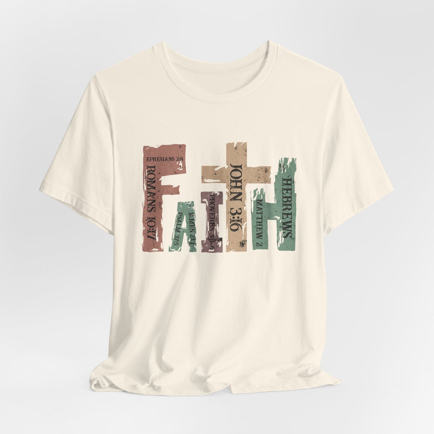 Faith Graphic Tee — "John 3:16" Rustic Cross Bible Verse T‑Shirt (Bella & Canvas)