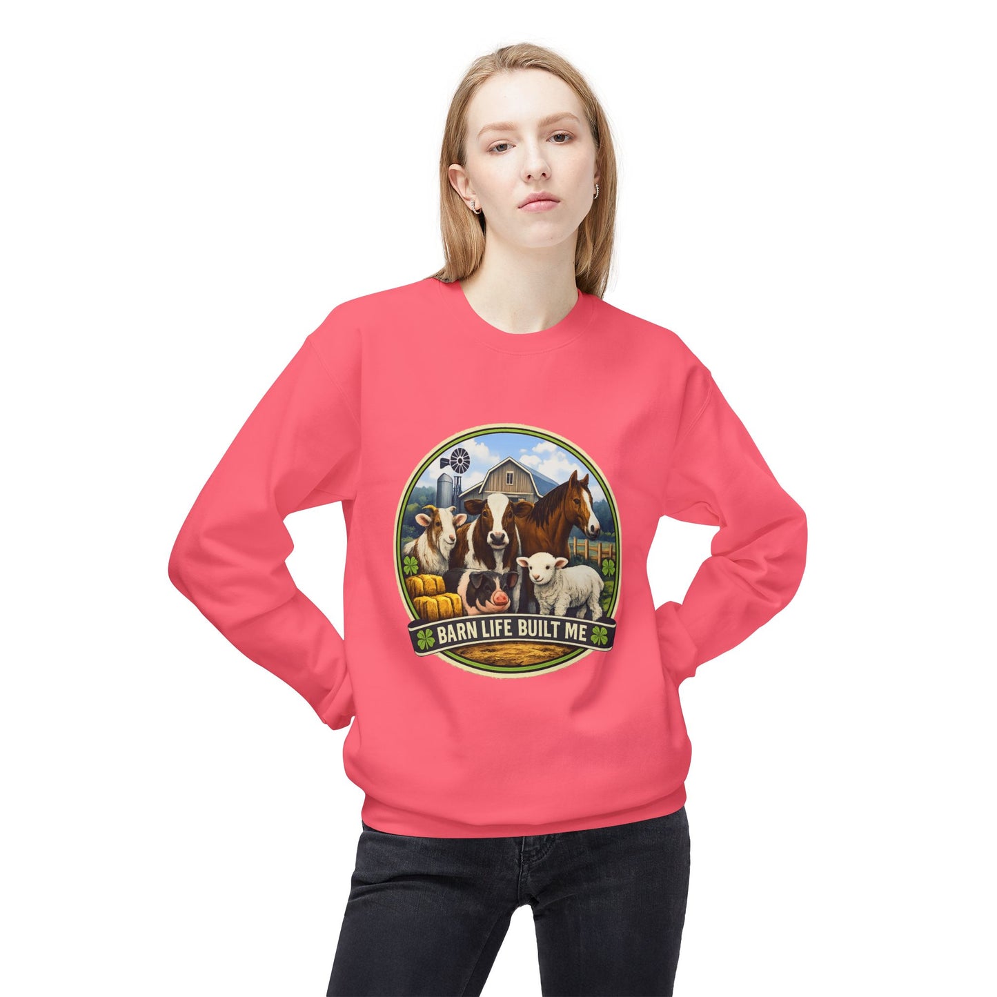 BARN LIFE BUILT ME - Large Animals - Crewneck Sweatshirt