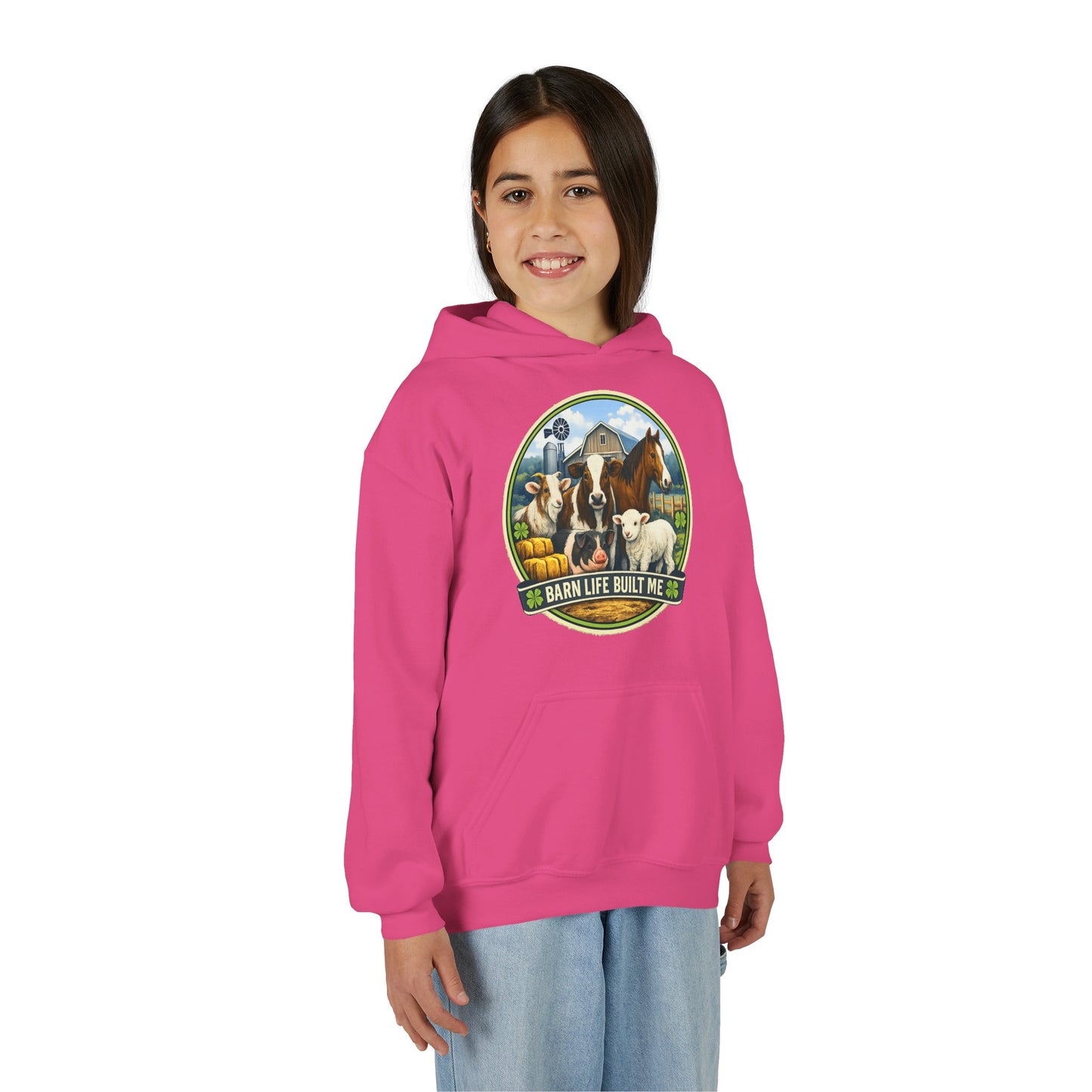 BARN LIFE BUILT ME - Large Animals - Youth Hoodie