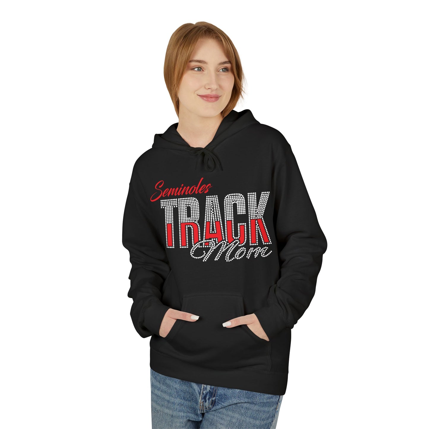 Seminole Track Mom Hoodie - Clear Rhinestone & Glitter Vinyl