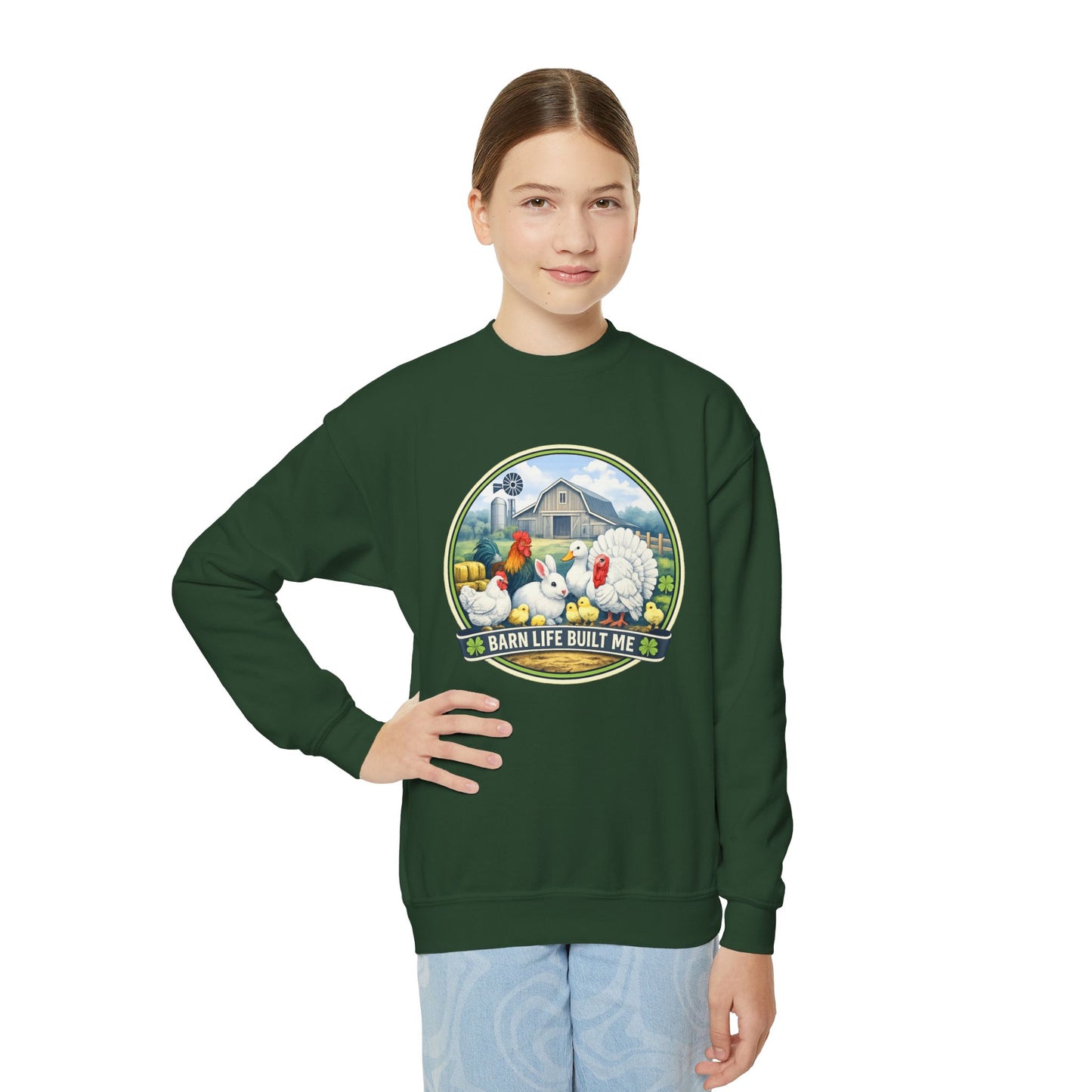 BARN LIFE BUILT ME - Small Animals - Youth Crewneck Sweatshirt