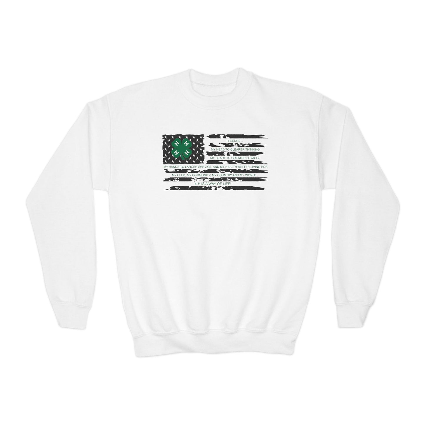 4-H PLEDGE American Flag - Youth Crewneck Sweatshirt