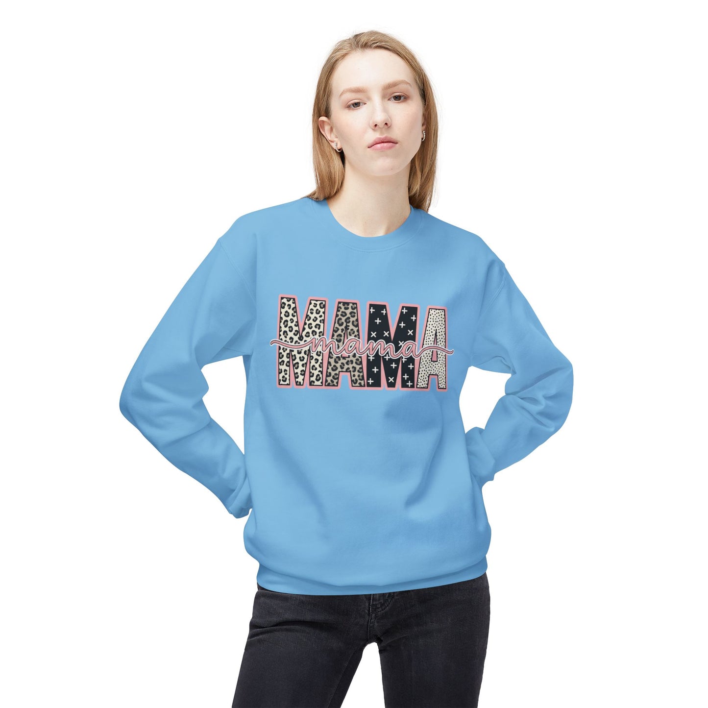 MAMA Leopard Floral Crewneck Sweatshirt