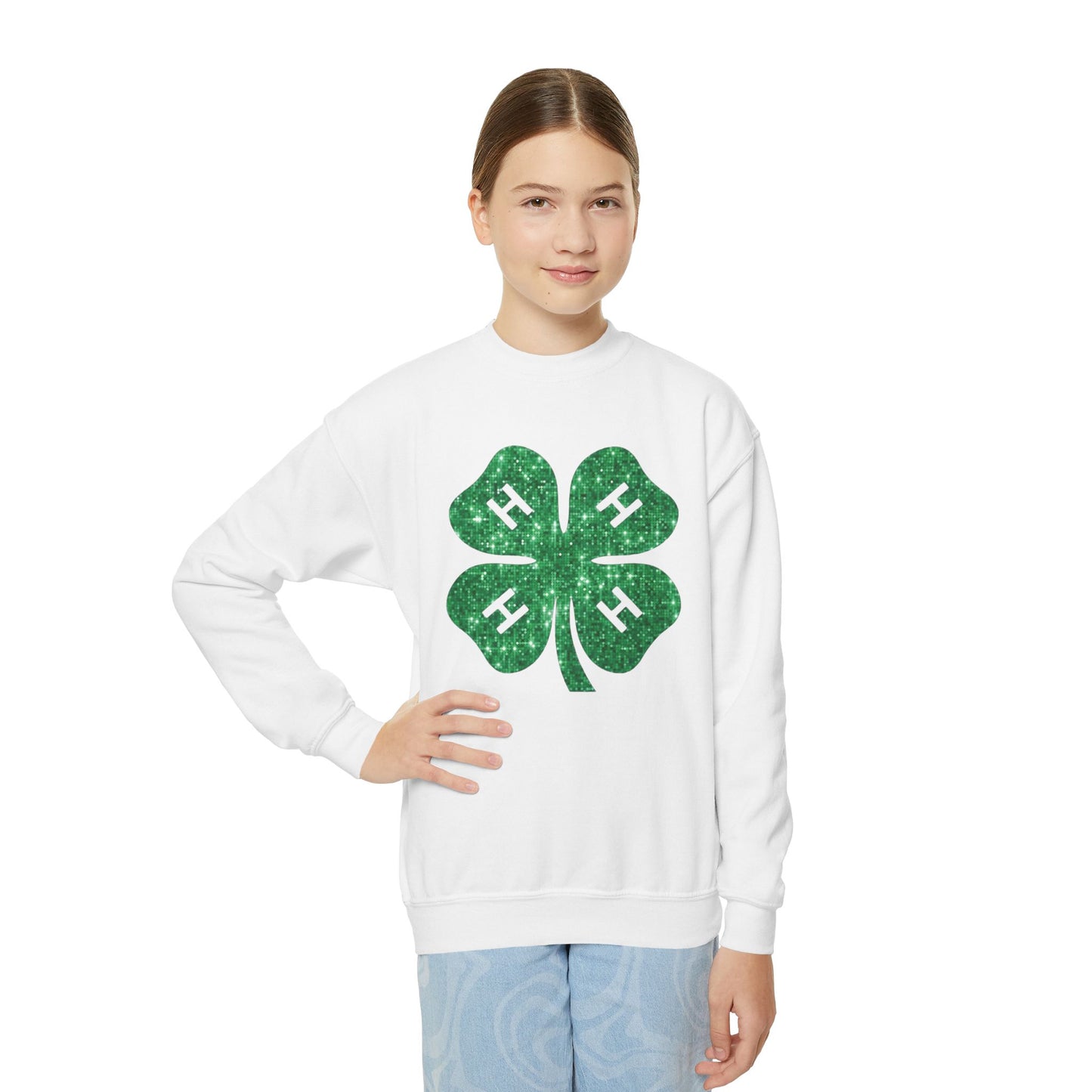 4-H GLITTER - Youth Crewneck Sweatshirt