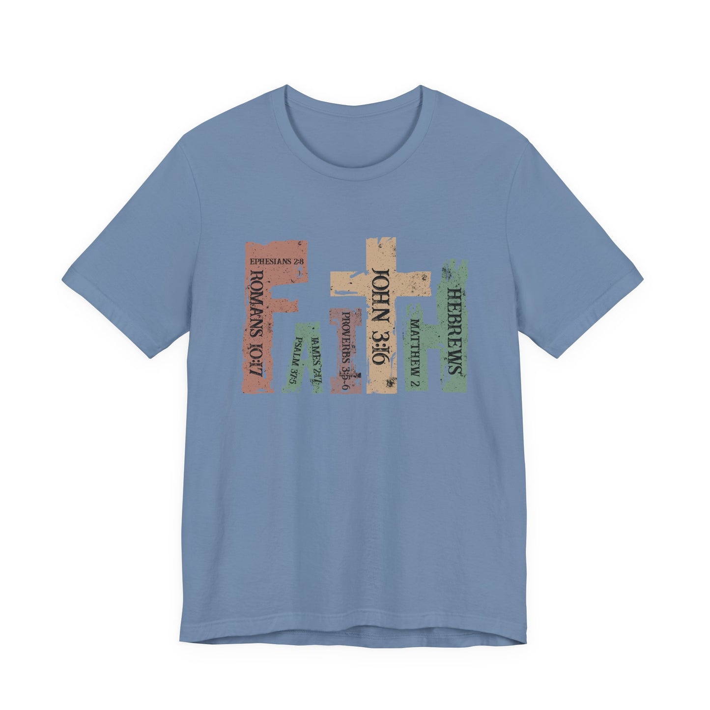Faith Graphic Tee — "John 3:16" Rustic Cross Bible Verse T‑Shirt (Bella & Canvas)