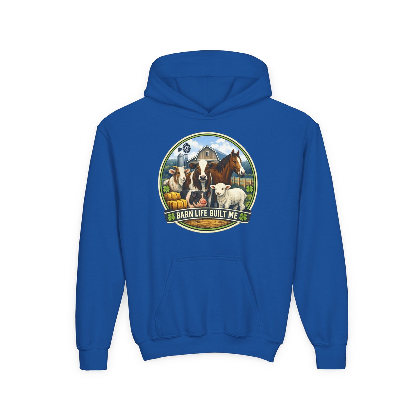 BARN LIFE BUILT ME - Large Animals - Youth Hoodie