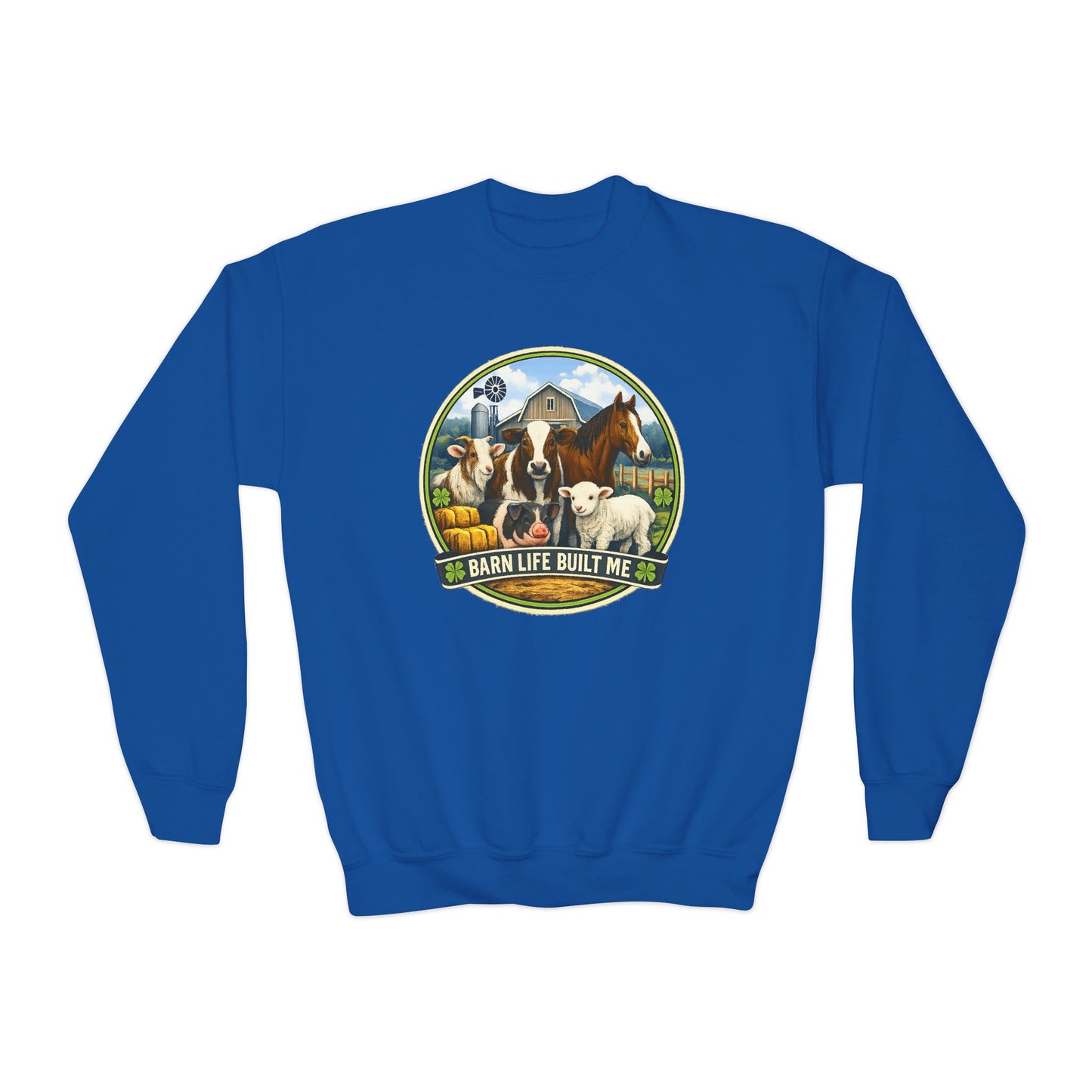 BARN LIFE BUILT ME - Large Animals - Youth Crewneck Sweatshirt