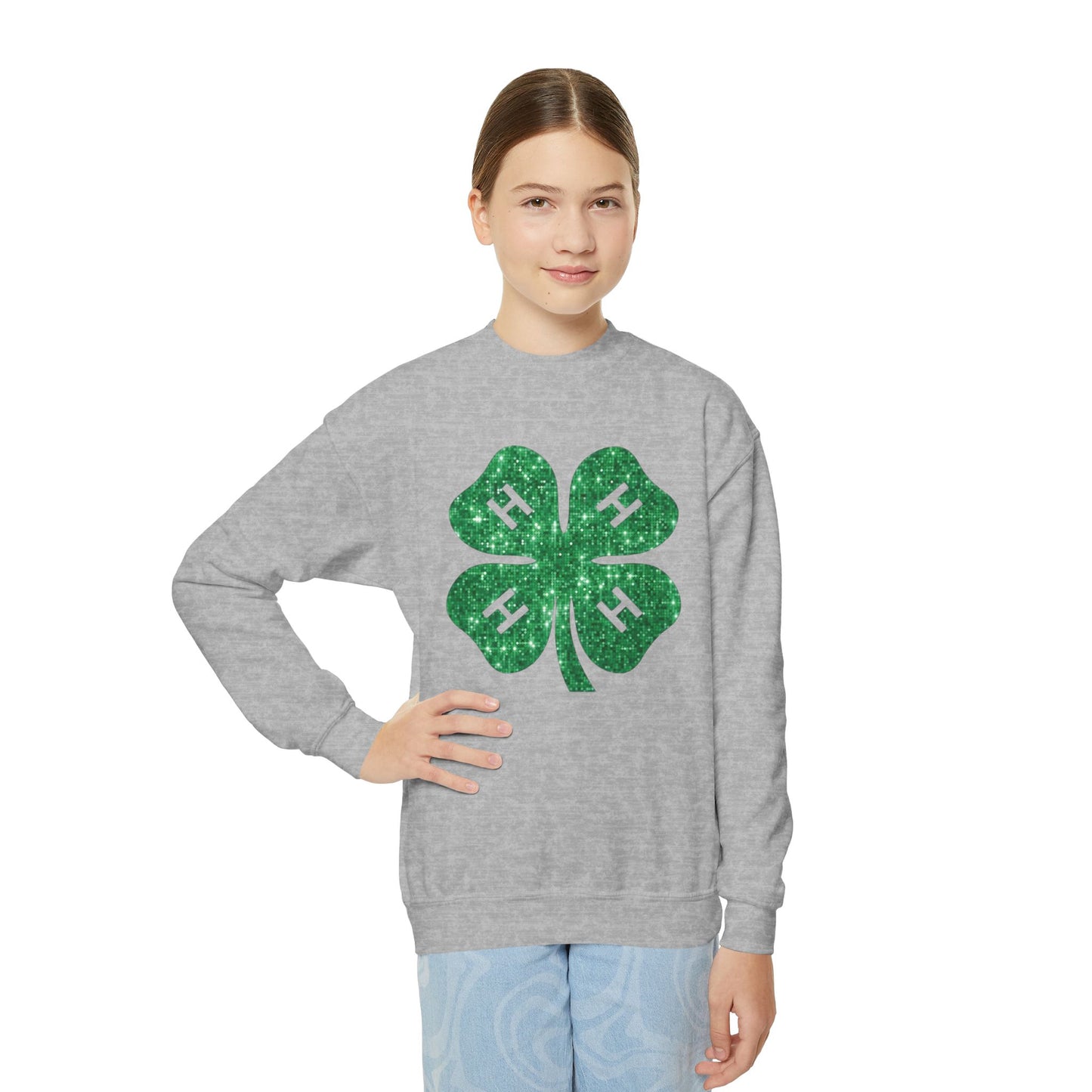 4-H GLITTER - Youth Crewneck Sweatshirt