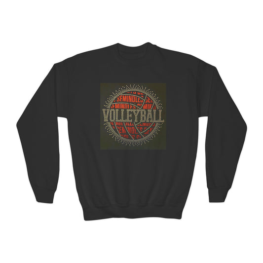 Seminoles Volleyball Rhinestone Youth Crewneck Sweatshirt (Gold Rhinestones)