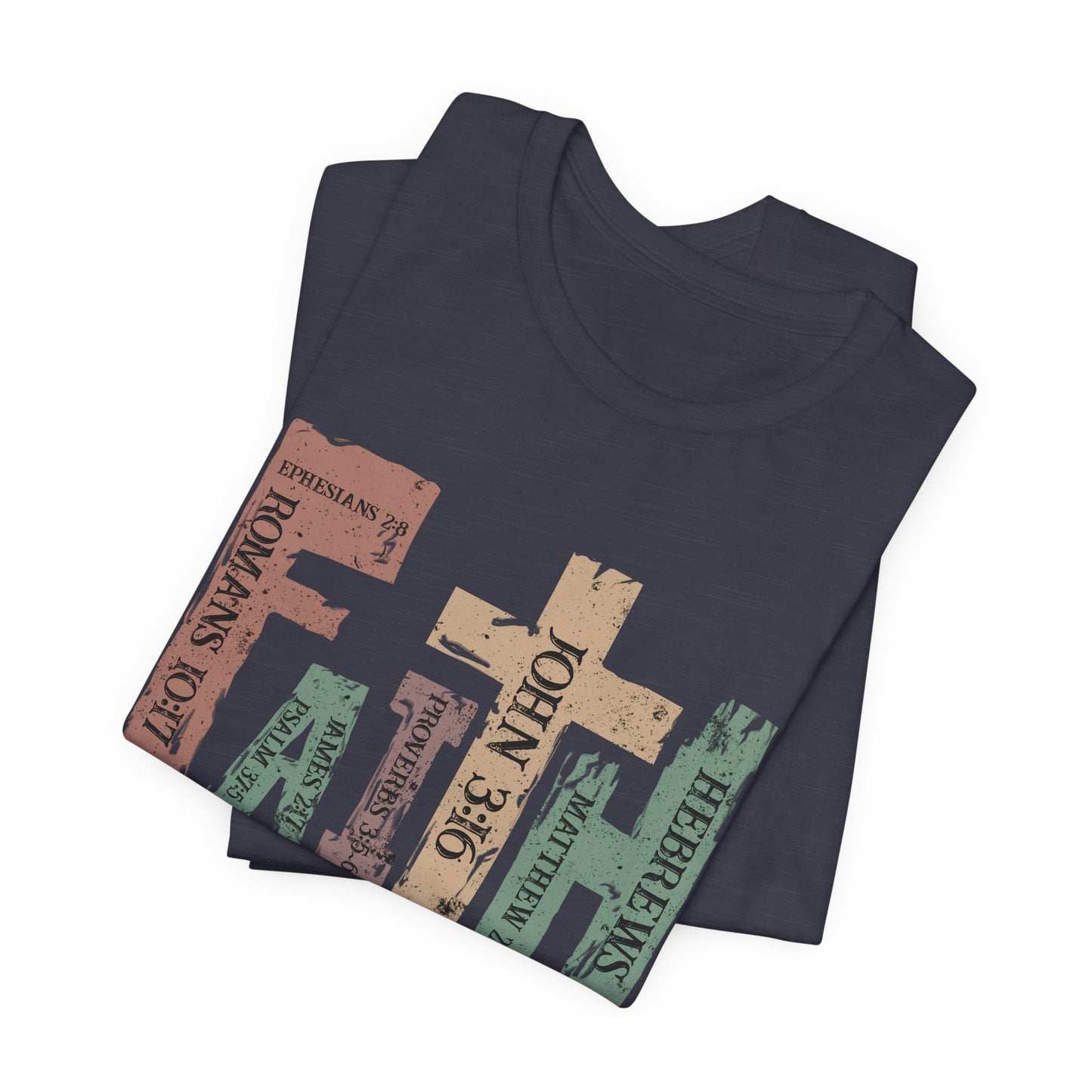 Faith Graphic Tee — "John 3:16" Rustic Cross Bible Verse T‑Shirt (Bella & Canvas)