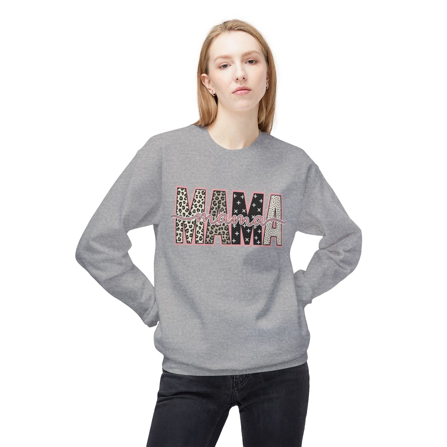 MAMA Leopard Floral Crewneck Sweatshirt