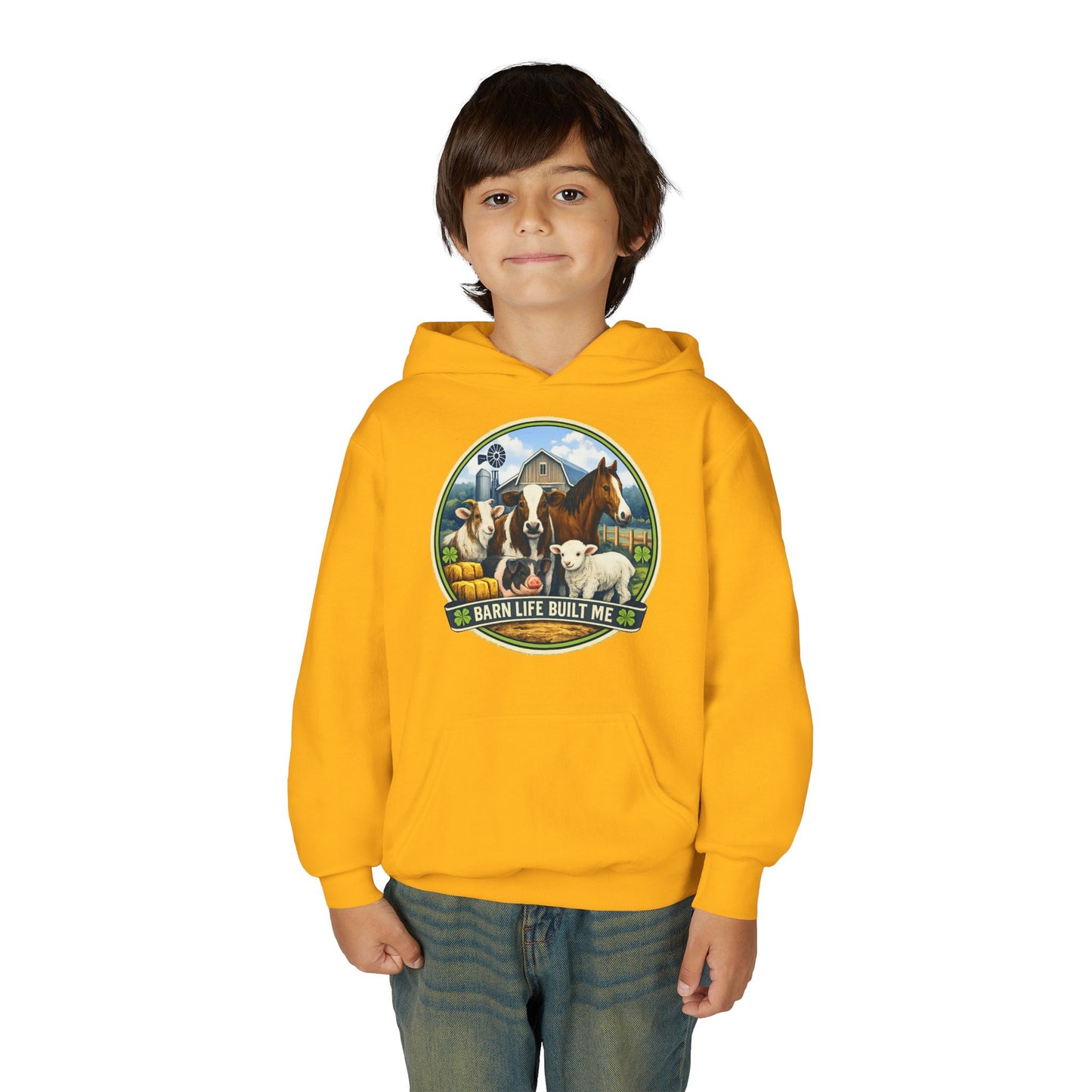 BARN LIFE BUILT ME - Large Animals - Youth Hoodie