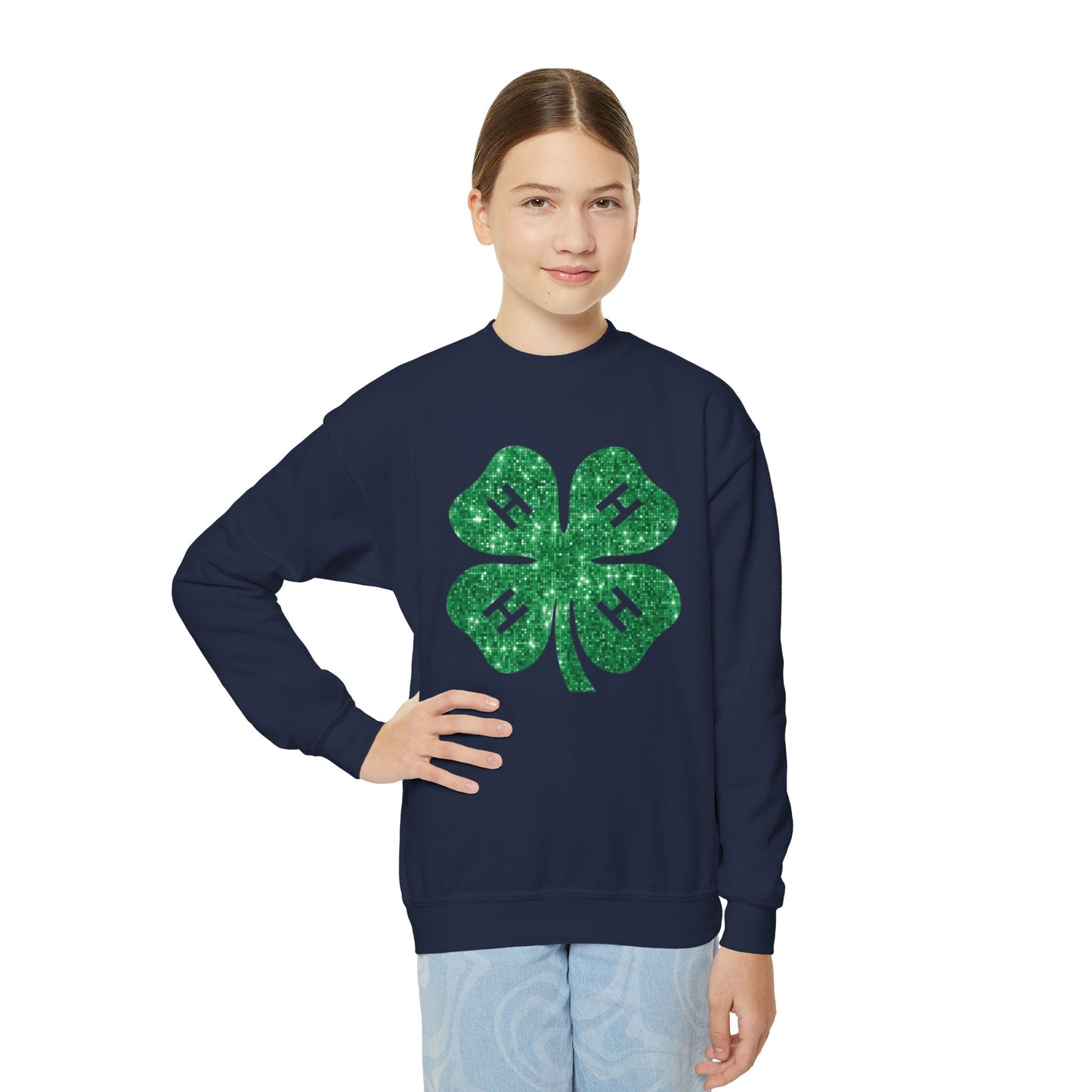 4-H GLITTER - Youth Crewneck Sweatshirt