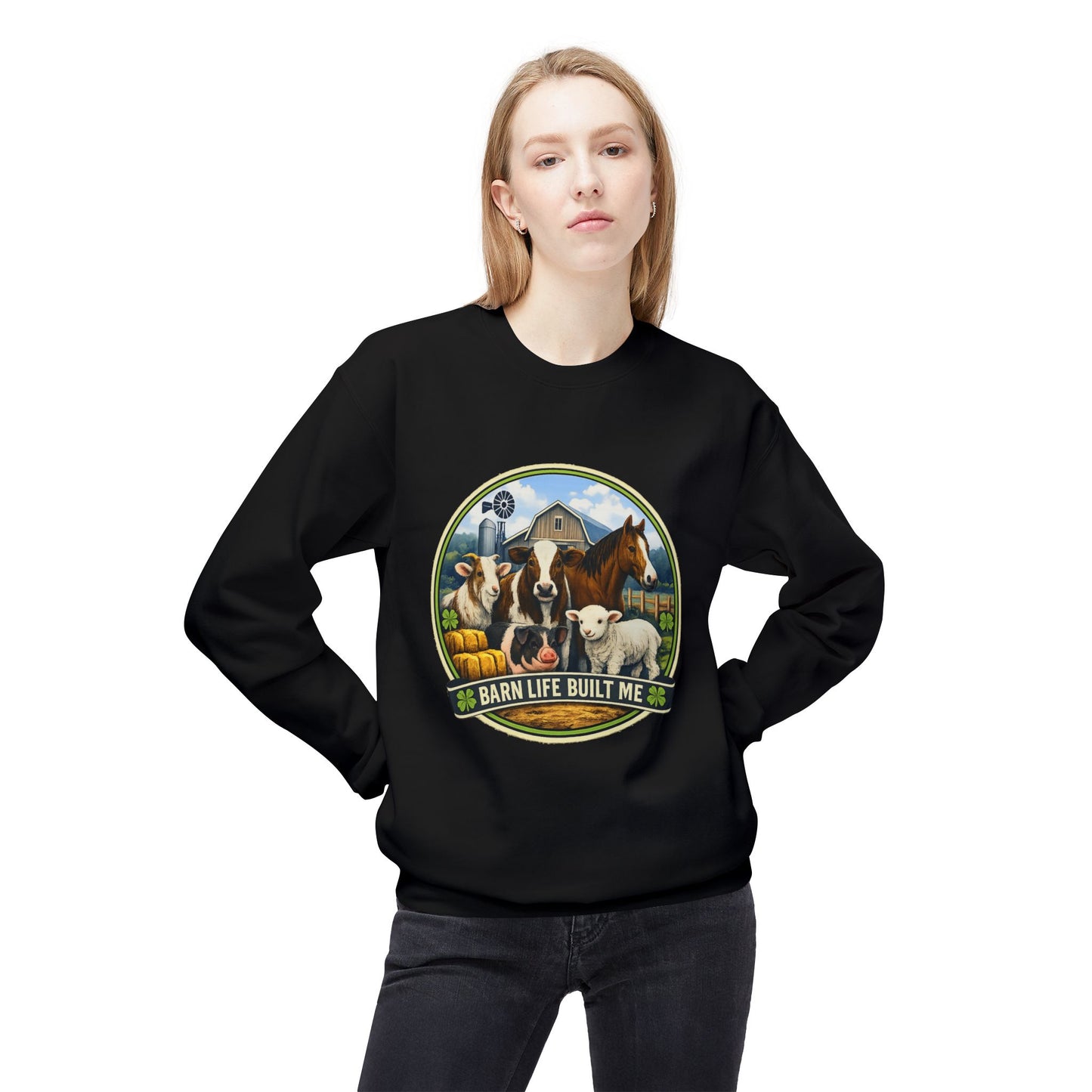 BARN LIFE BUILT ME - Large Animals - Crewneck Sweatshirt