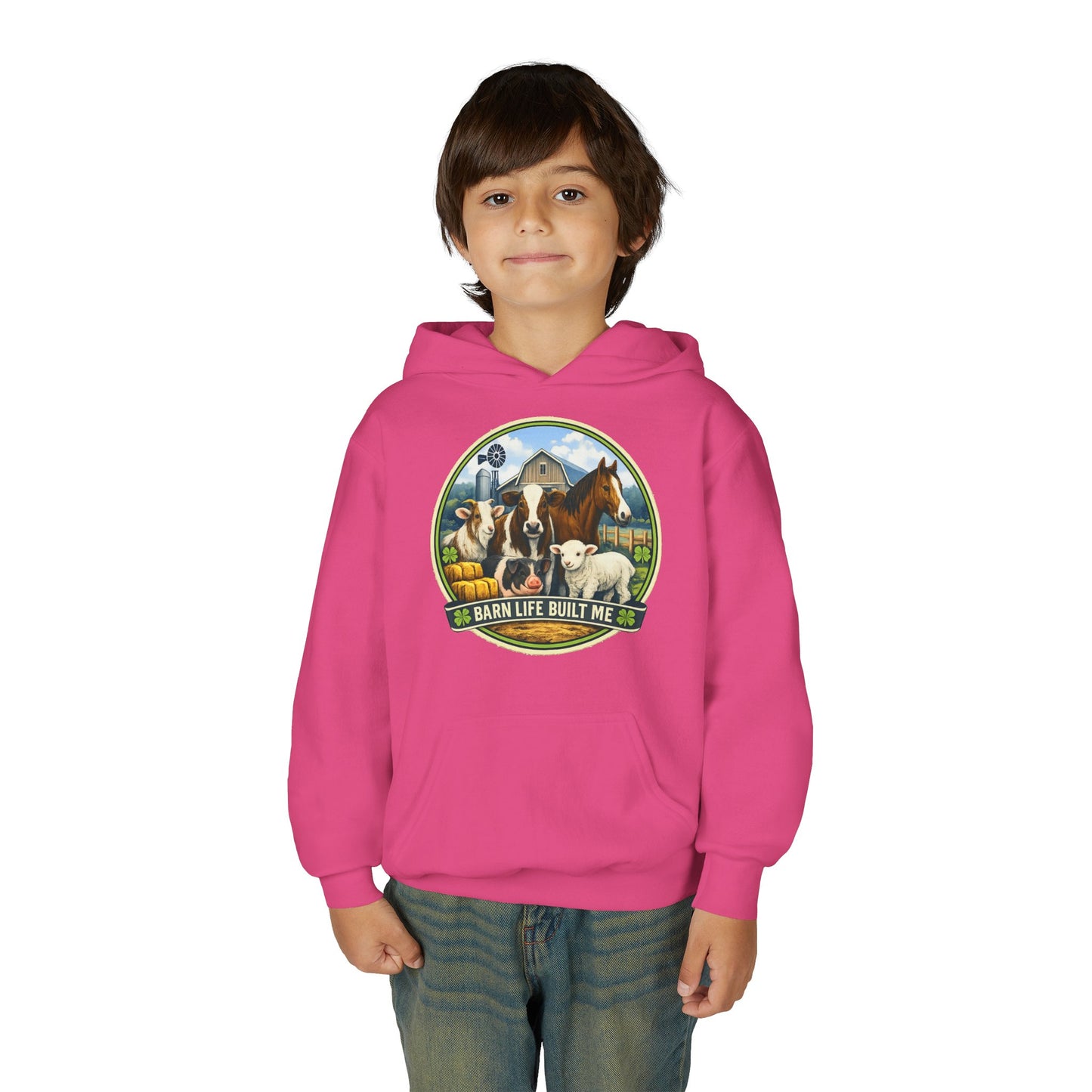 BARN LIFE BUILT ME - Large Animals - Youth Hoodie