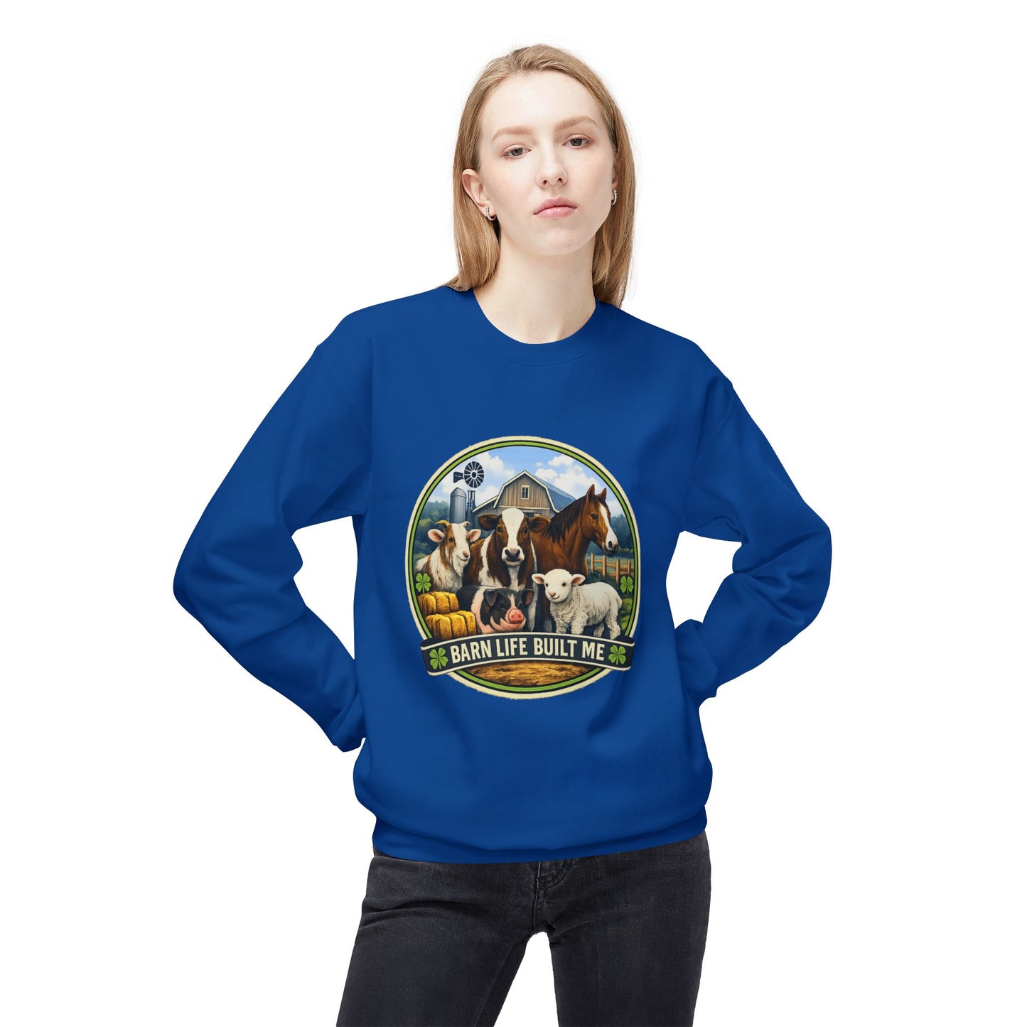 BARN LIFE BUILT ME - Large Animals - Crewneck Sweatshirt