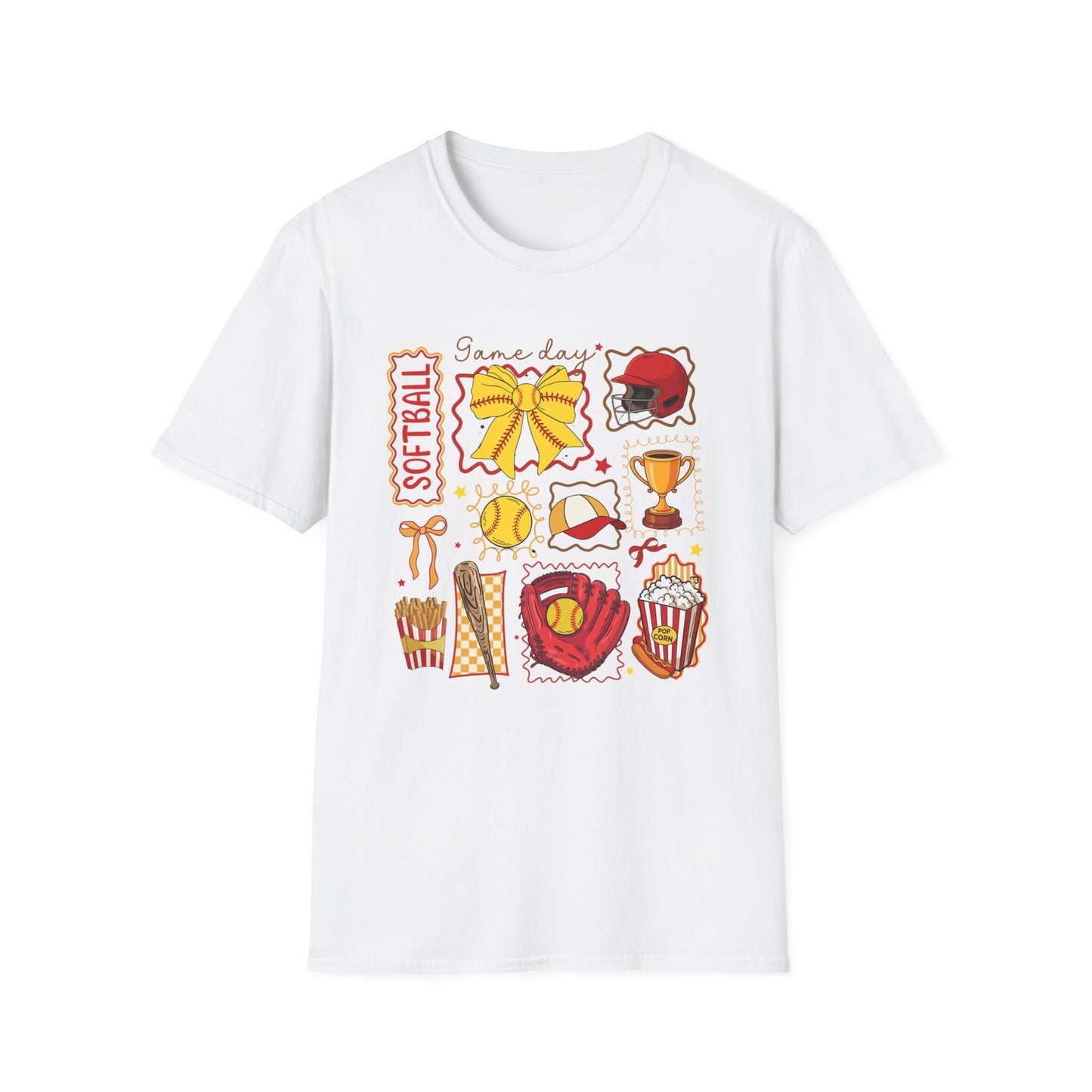 Softball Icons Graphic T-Shirt — 'Softball' Cute Doodles Tee