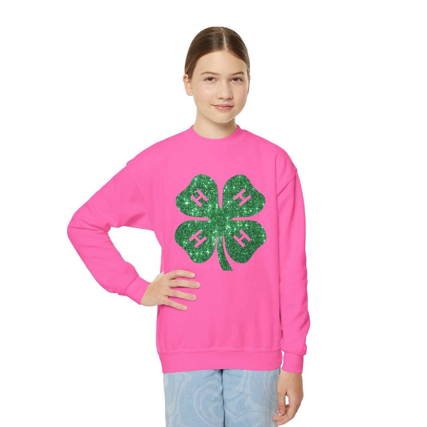 4-H GLITTER - Youth Crewneck Sweatshirt