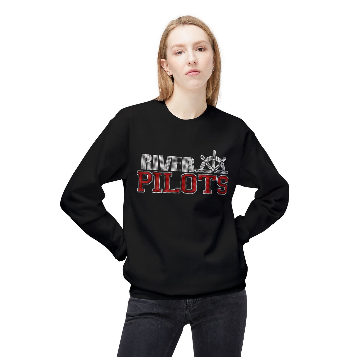 River Pilots Crewneck Sweatshirt — RHINESTONE DESIGN!