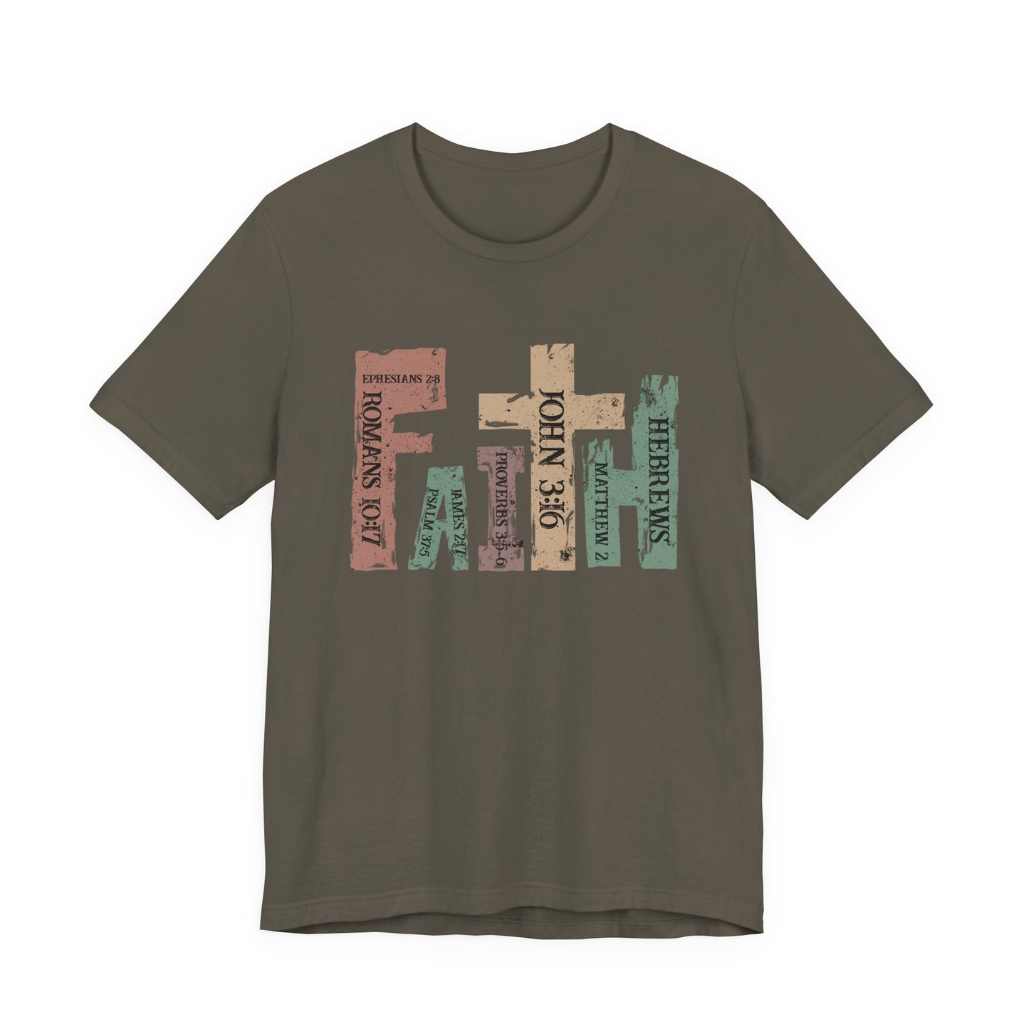 Faith Graphic Tee — "John 3:16" Rustic Cross Bible Verse T‑Shirt (Bella & Canvas)