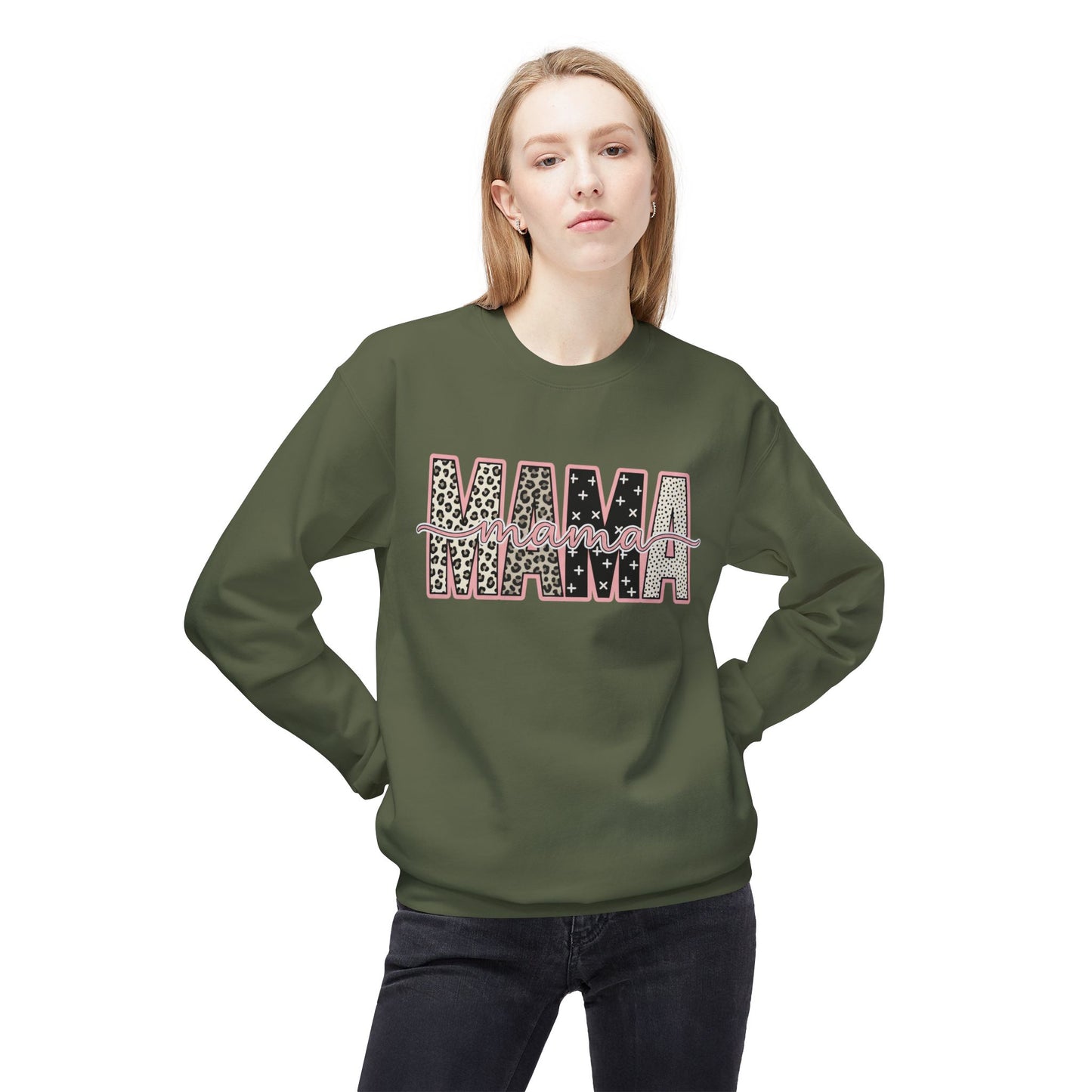 MAMA Leopard Floral Crewneck Sweatshirt
