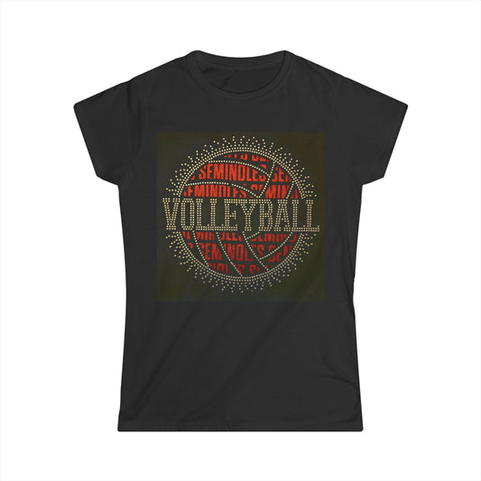 Seminoles Volleyball Rhinestone Women's Tee (Clear Rhinestones)
