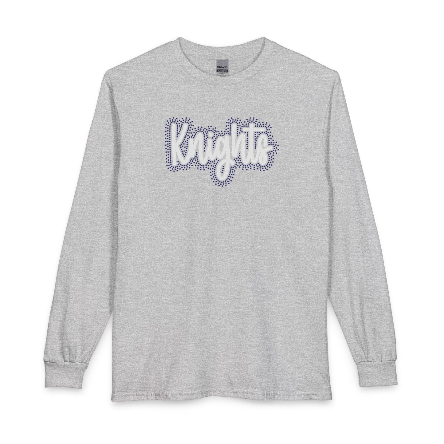 Knights Cursive Long Sleeve Tee – Rhinestones/Glitter Vinyl