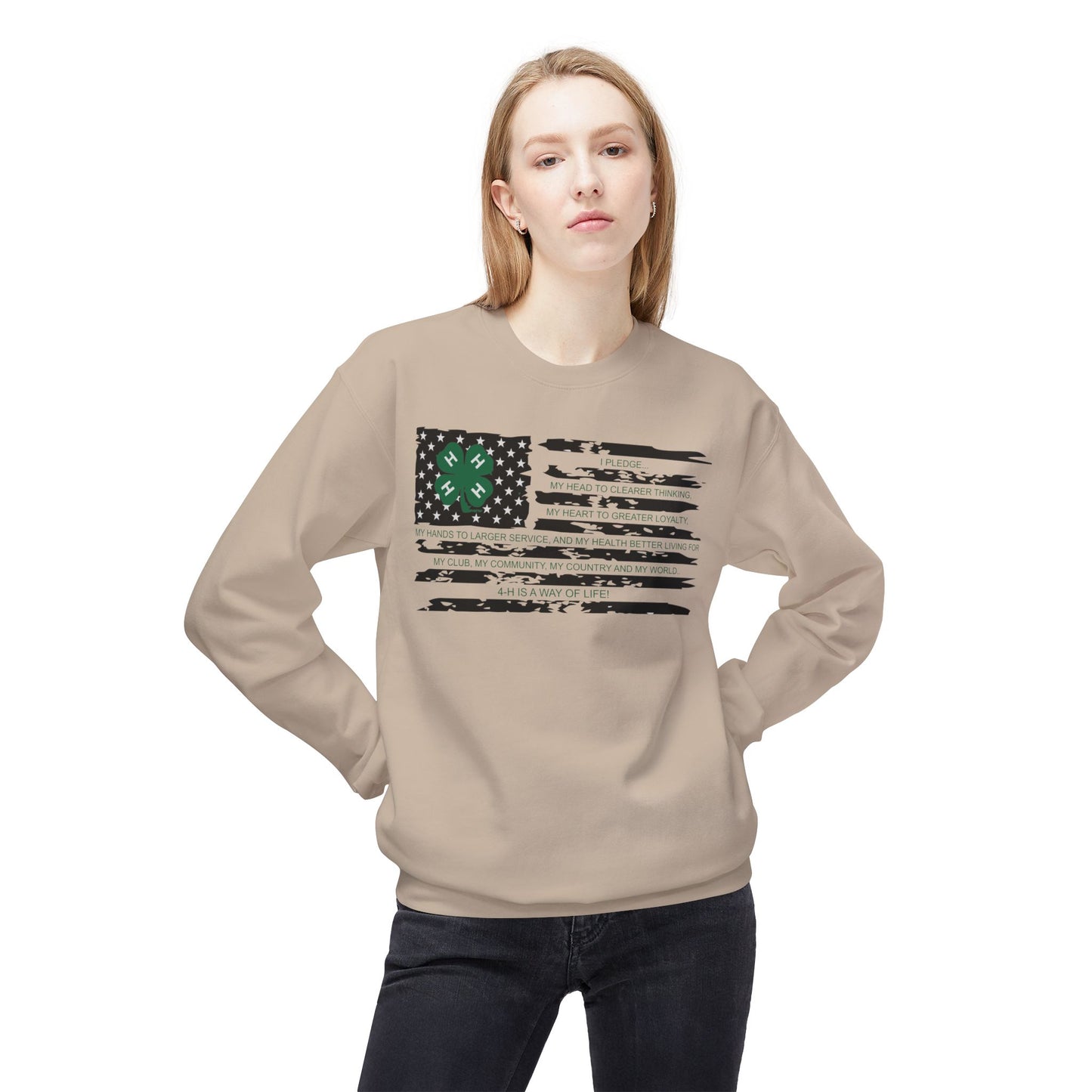4=H PLEDGE American Flag - Crewneck Sweatshirt