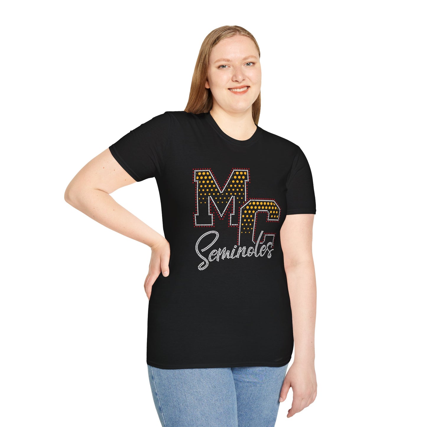 Monroe Central Unisex T-Shirt — RHINESTONE and GLITTER DESIGN! .