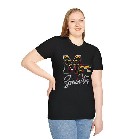 Monroe Central Unisex T-Shirt — RHINESTONE and GLITTER DESIGN! .
