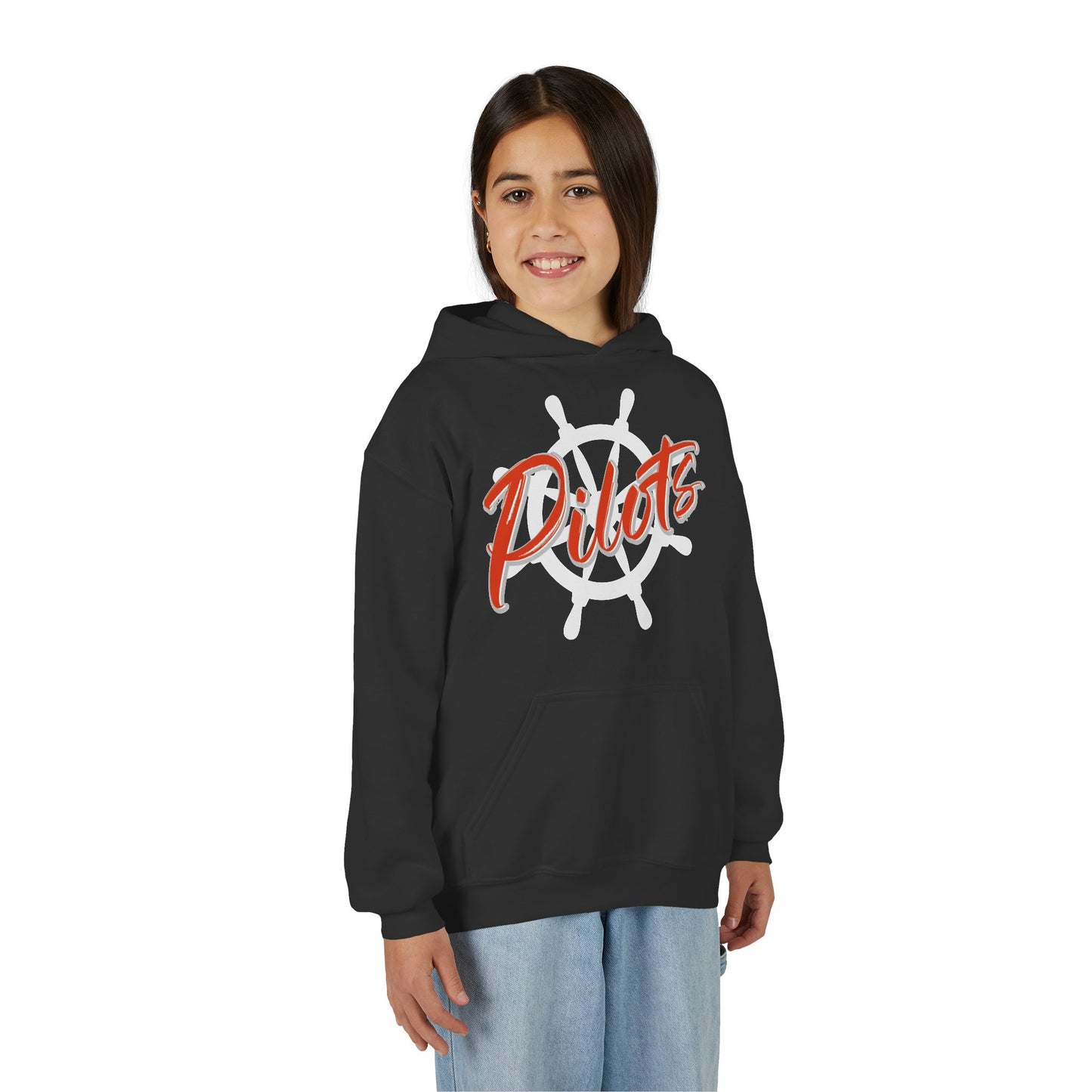 Pilots Nautical Wheel Youth Hoodie